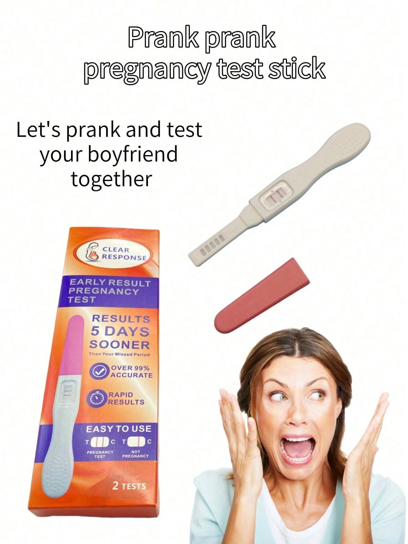 1box Prank Pregnancy Test Kit Toy, Pretend To Be Pregnant Gag, Trick Family, See Your Partner's Reaction [Random Packaging]