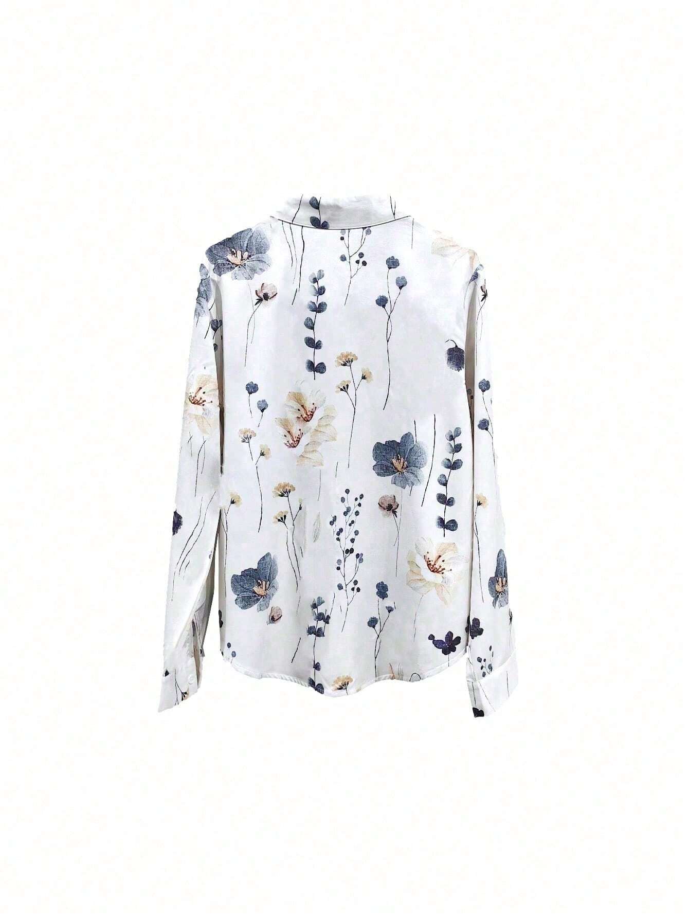 2024 New European And American Style Flower Printed Long Sleeve Shirt