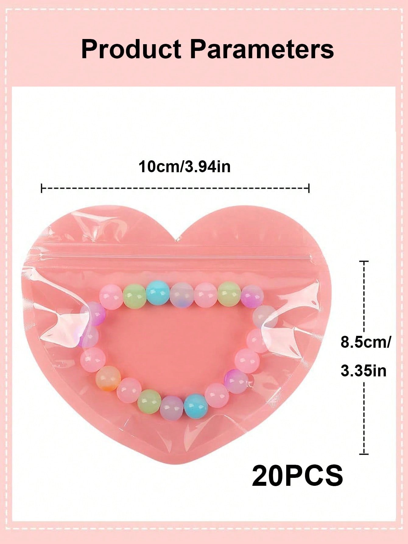 20PCS Valentine's Day Heart Jewelry Jewelry Hair Cards Small Bags Heart Seal Plastic Sealing Bags Valentine's Day Candy Self-Sealing Bags Cute Valentine's Day Wedding Candy Bags Cute Cartoon Mini Gift Wrapping Bags Small Creative Bags