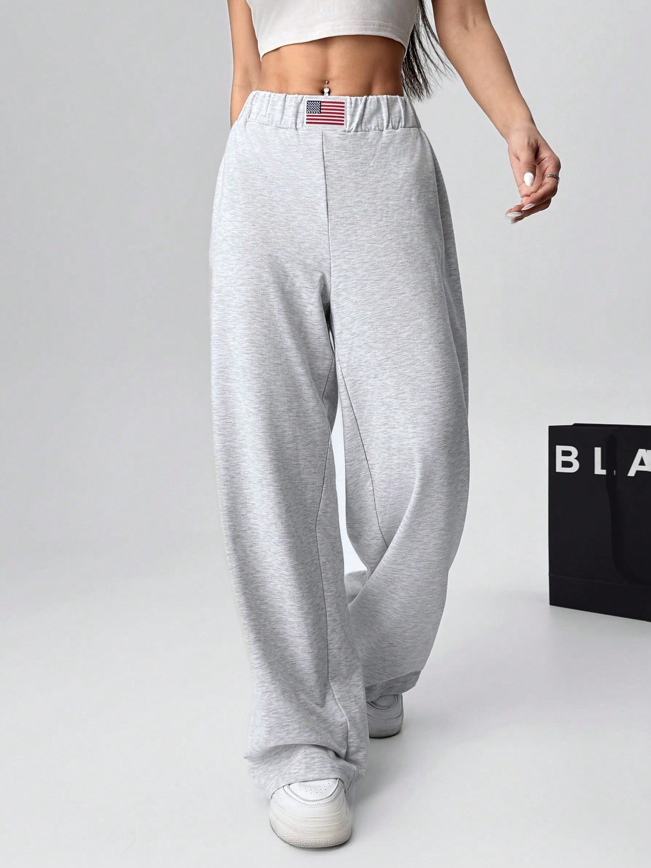 EZwear Women's Casual Solid Color Loose Straight Leg Sweatpants, Comfortable And Fashionable , Baggy Pants