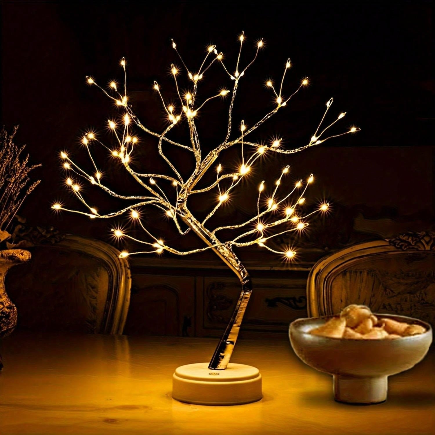 1pc 20-Inch Desktop Bonsai LED Tree Lamp, Battery Or USB Powered, Multiple Lighting Modes, DIY Adjustable Branches, Suitable For Christmas, Birthday, Holiday Gift, Bedroom, Party, Garden, Christmas, And Desktop Decoration