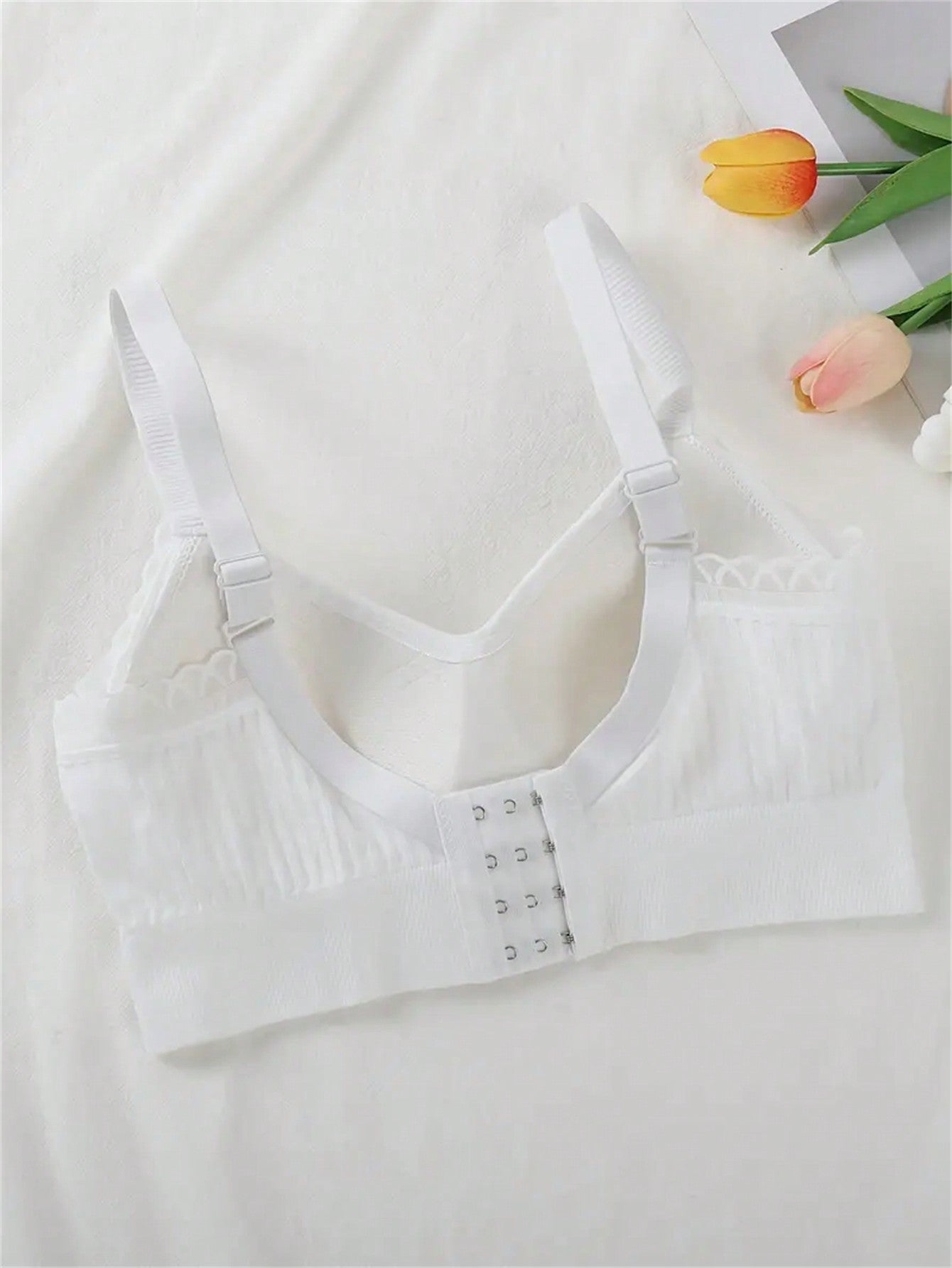 2pcs Lace Trim Soft Seamless Bras, Comfortable Daily Support T-Shirt Bras, Elegant Multi-Functional Set, Breathable Cup