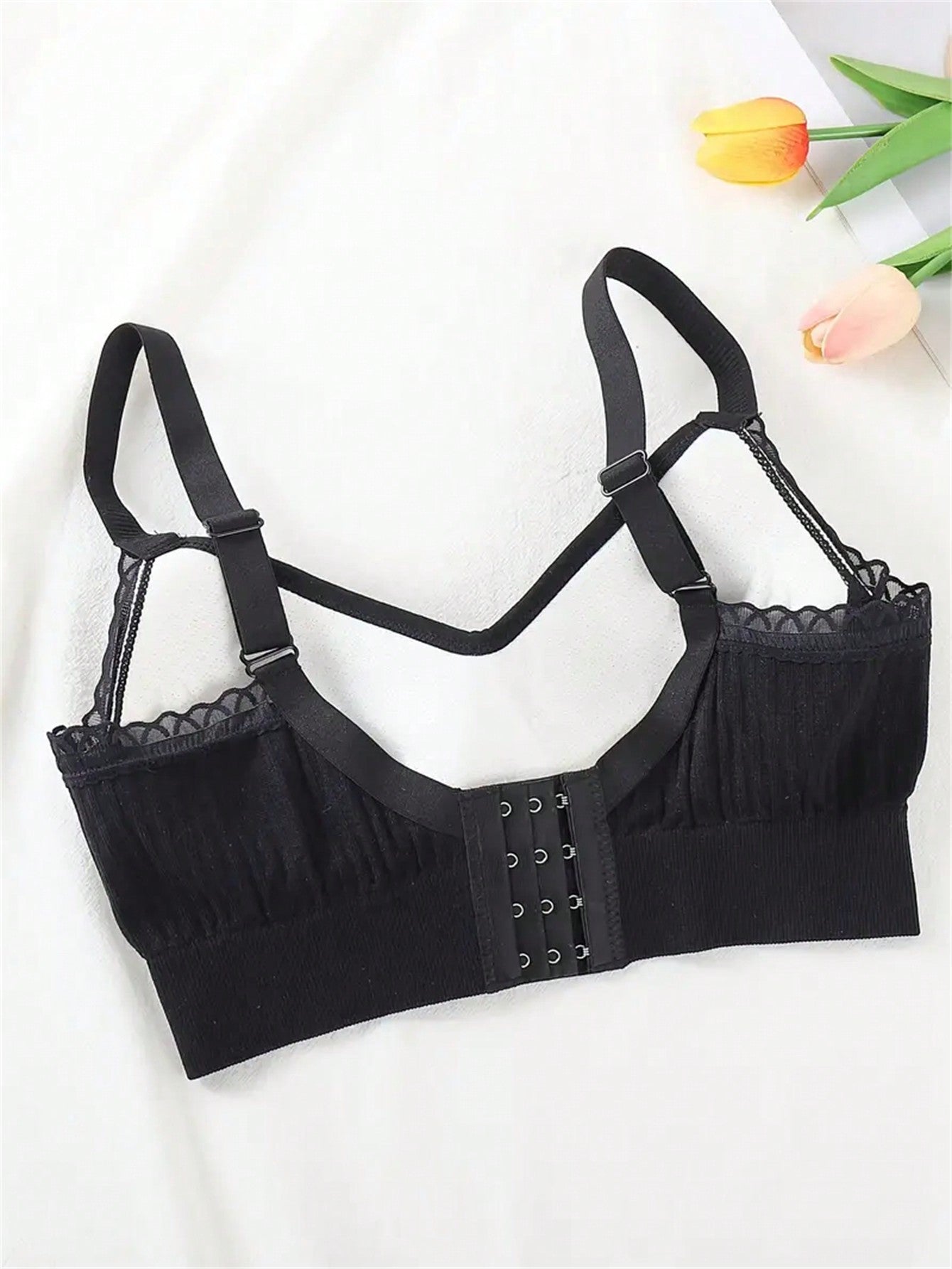 2pcs Lace Trim Soft Seamless Bras, Comfortable Daily Support T-Shirt Bras, Elegant Multi-Functional Set, Breathable Cup