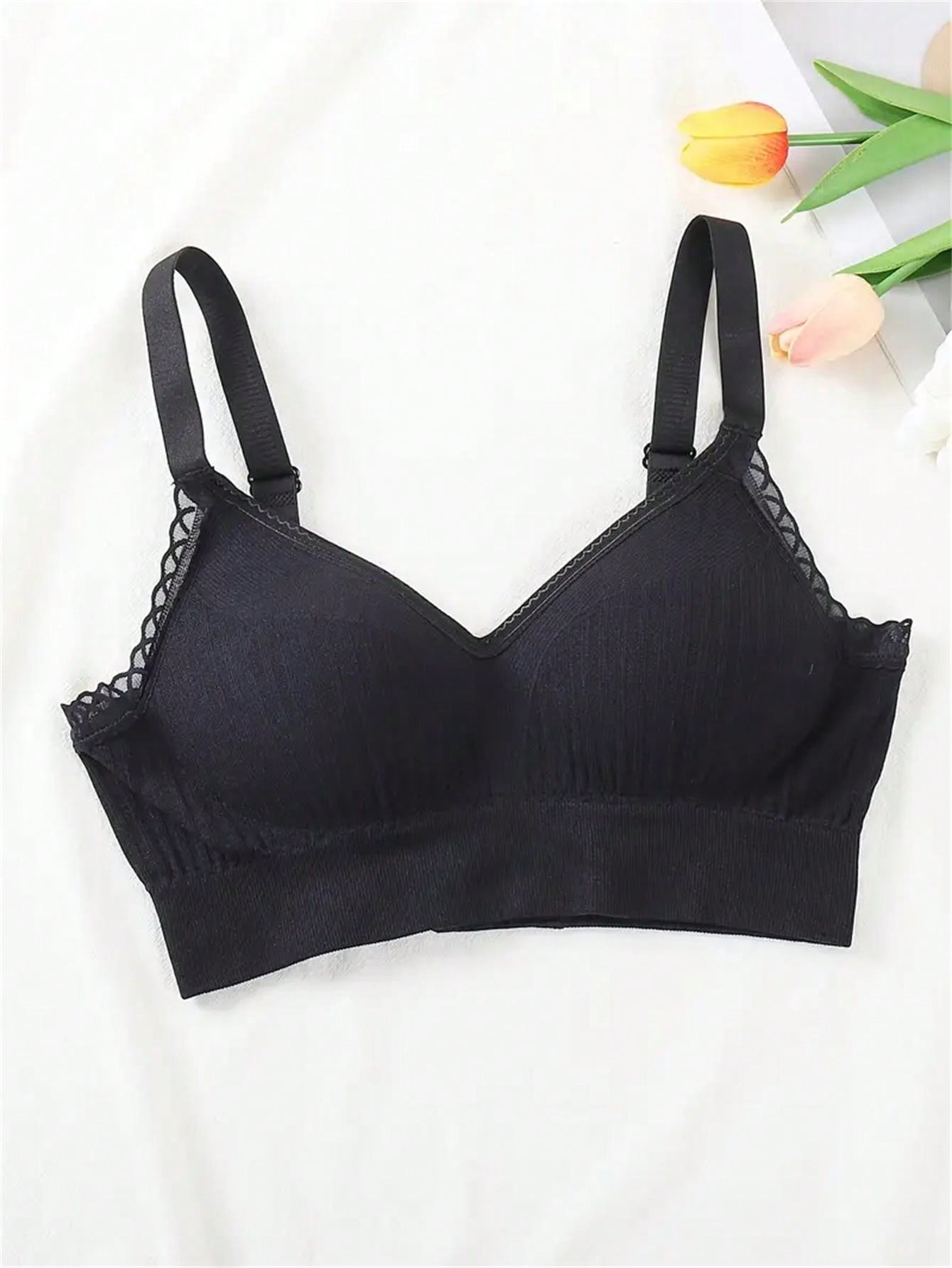 2pcs Lace Trim Soft Seamless Bras, Comfortable Daily Support T-Shirt Bras, Elegant Multi-Functional Set, Breathable Cup