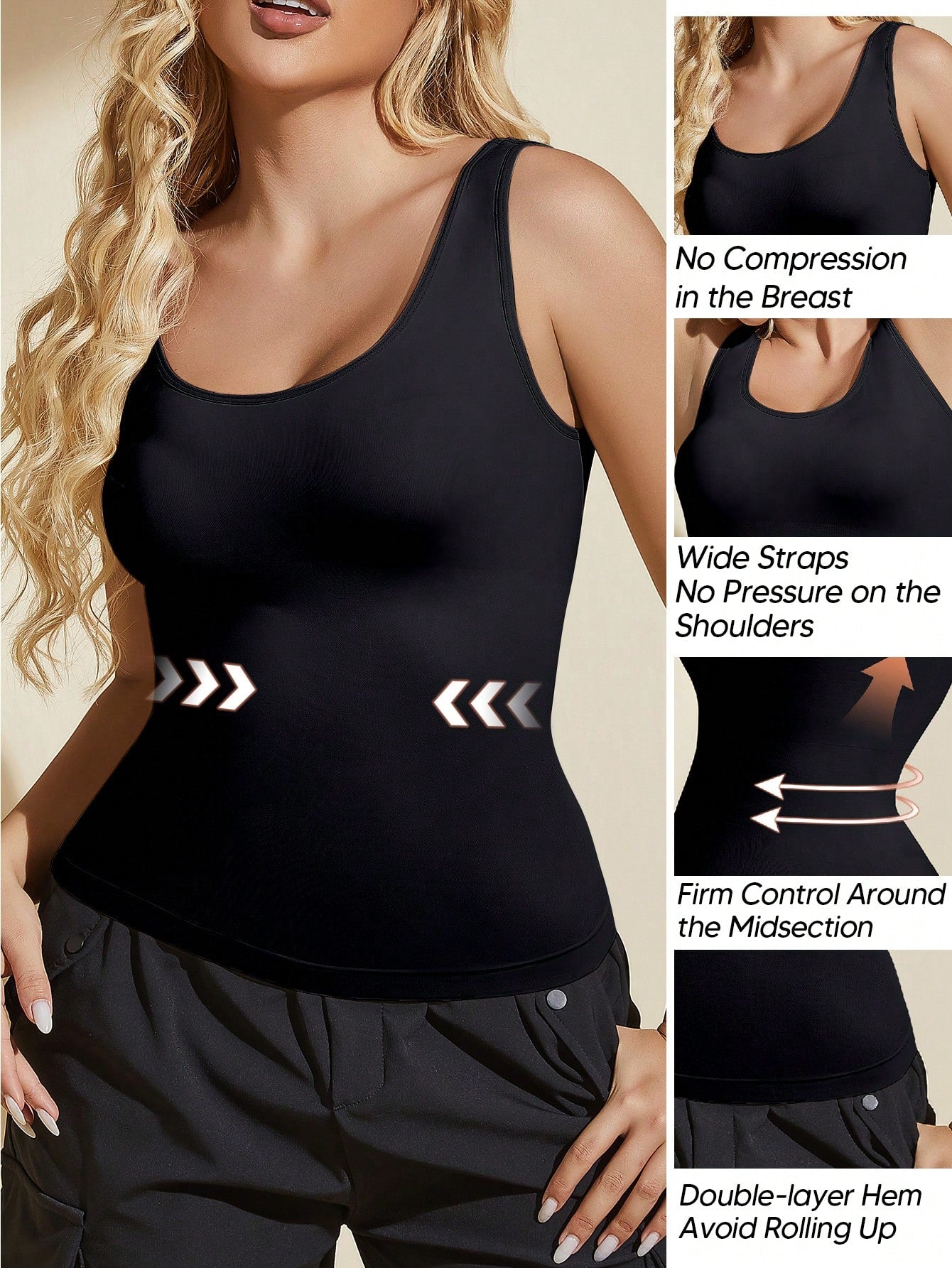 1pc Women Shapewear Tummy Control Tank Top Compression Camisole Shirt Tops