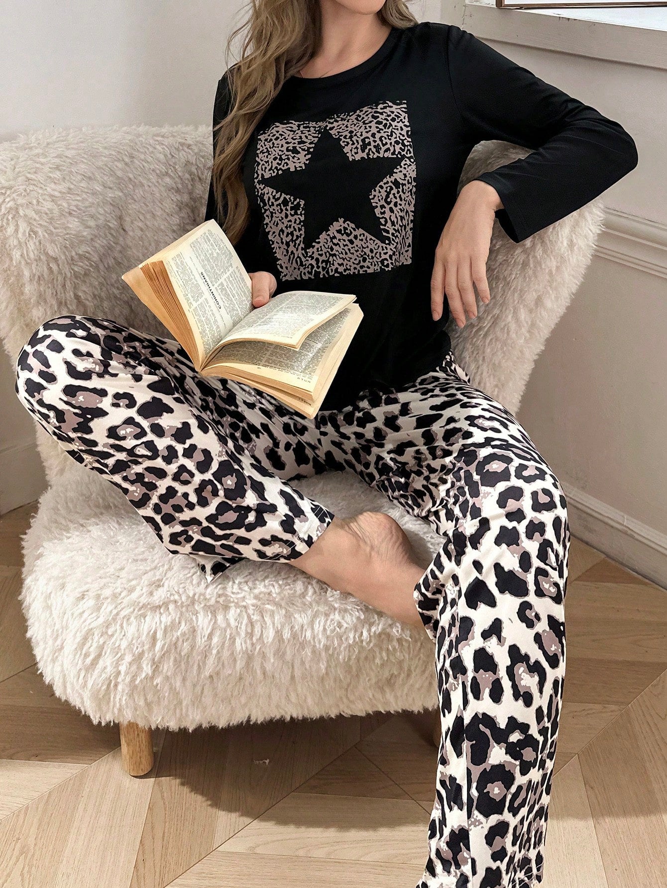 Coupled Up Leopard Print Casual Style Women Pajama Set