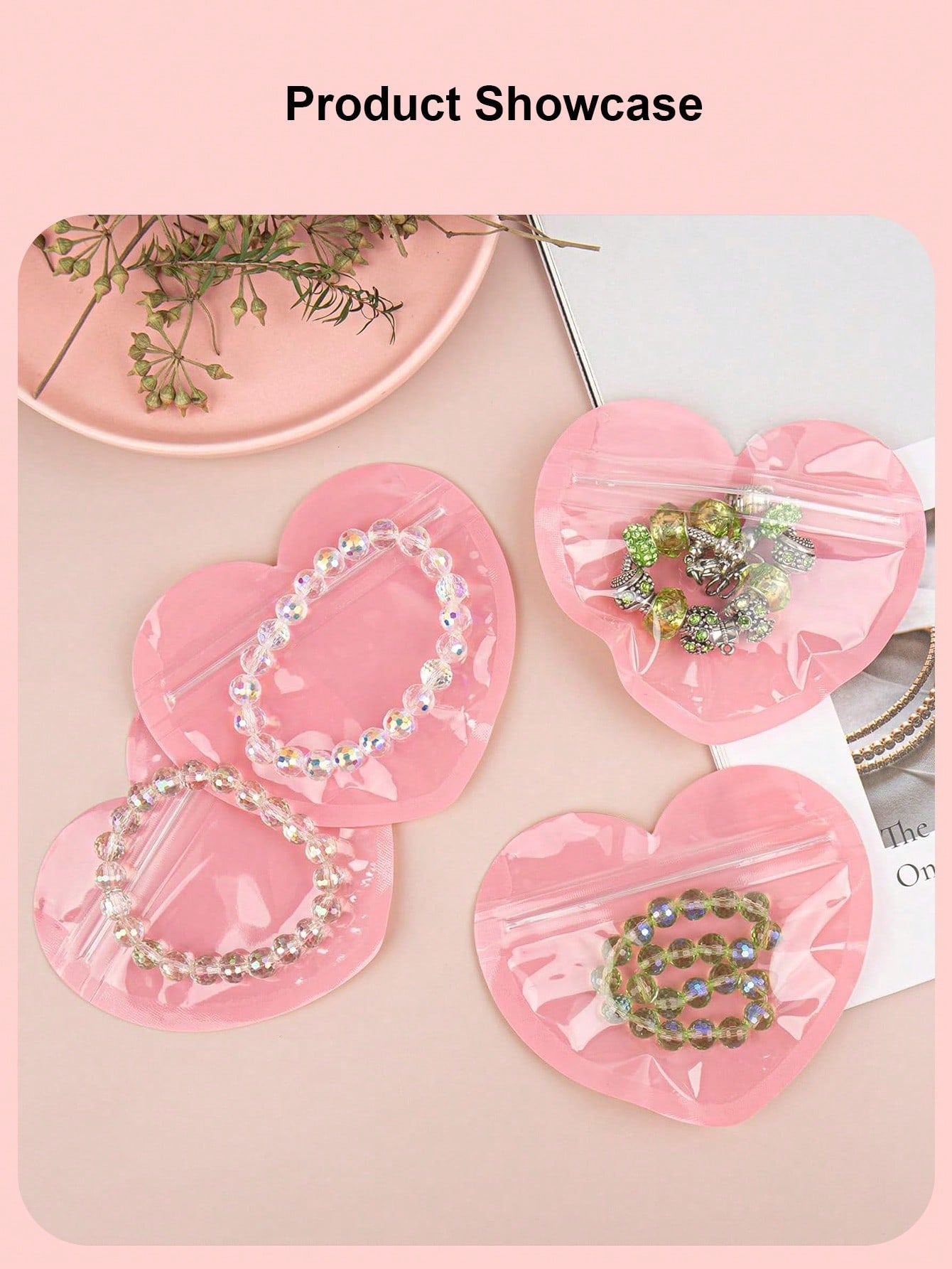 20PCS Valentine's Day Heart Jewelry Jewelry Hair Cards Small Bags Heart Seal Plastic Sealing Bags Valentine's Day Candy Self-Sealing Bags Cute Valentine's Day Wedding Candy Bags Cute Cartoon Mini Gift Wrapping Bags Small Creative Bags