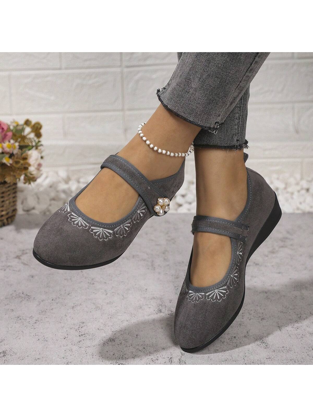 Women's Comfortable Casual Cross Elastic Strap Pointed Toe Wedge Heel Shoes