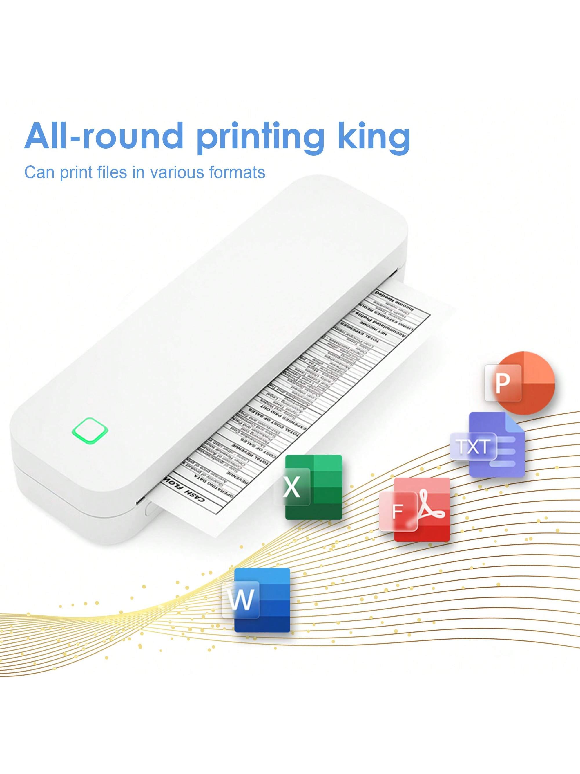 A4 Portable Wireless Travel Printer A4 Thermal Printer Mobile Printer Printer Or A4 Thermal Printing Paper Support 8.5