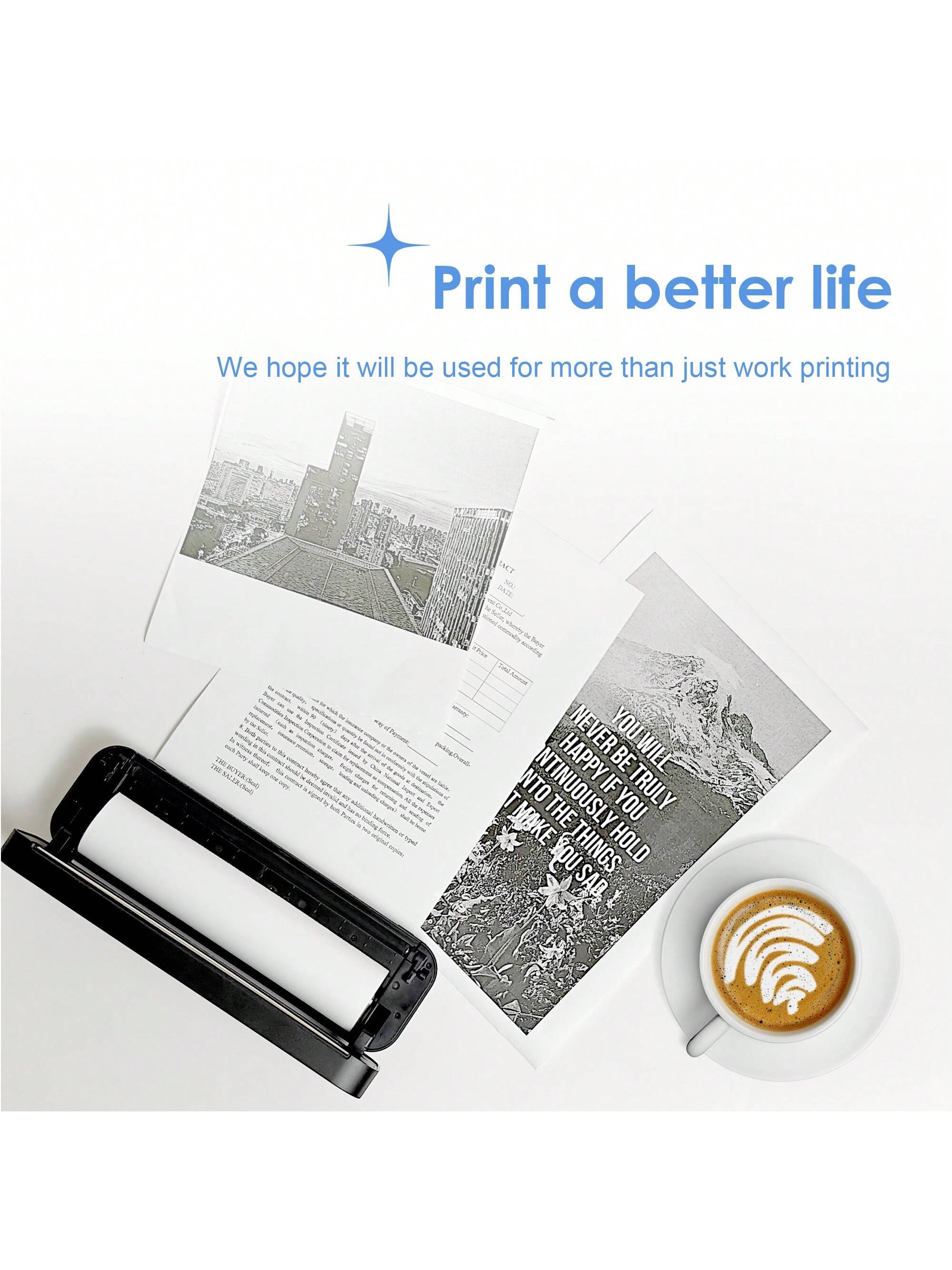 A4 Portable Wireless Travel Printer A4 Thermal Printer Mobile Printer Printer Or A4 Thermal Printing Paper Support 8.5