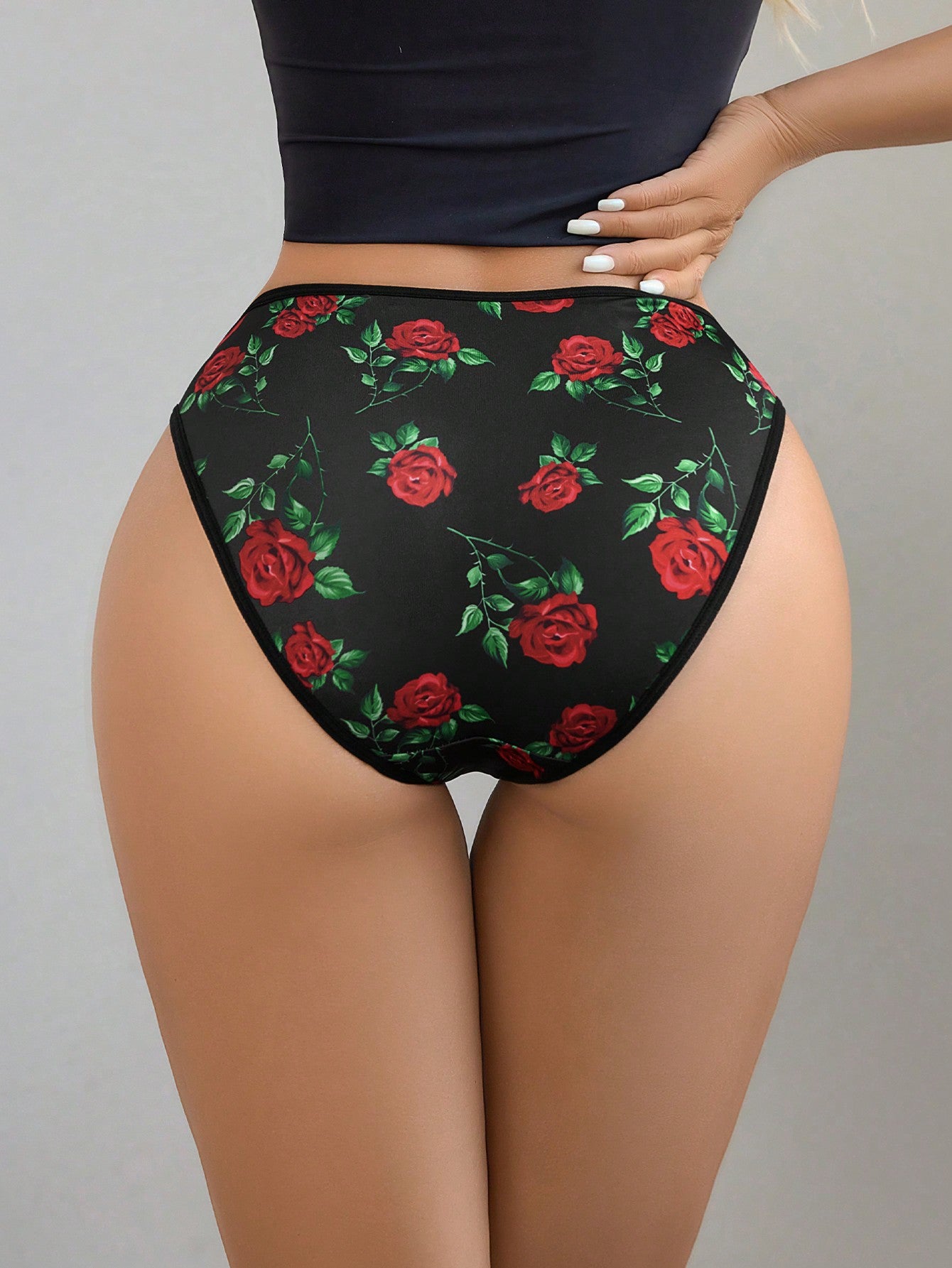 1pc Women Romantic Floral Pattern Briefs