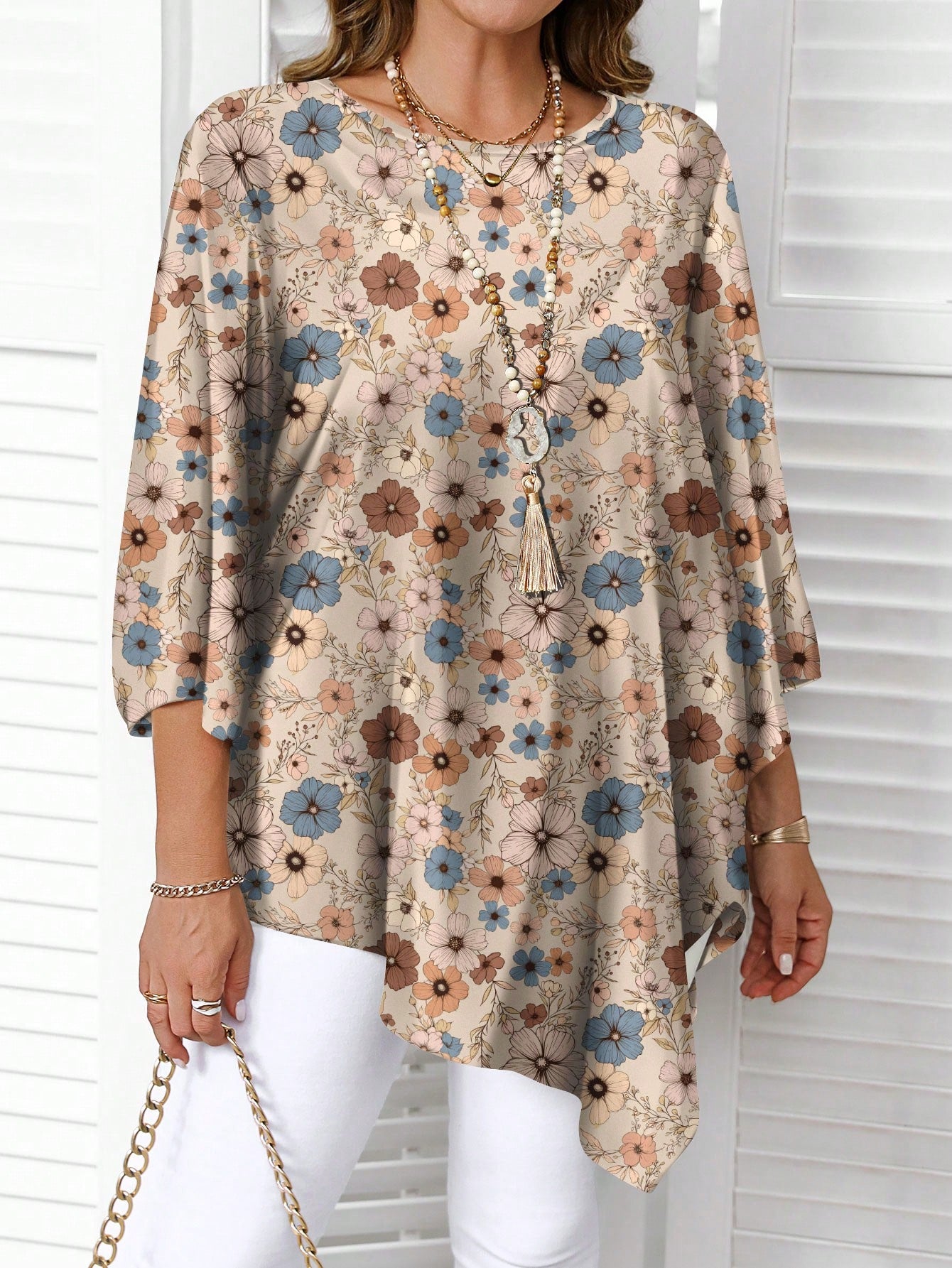 EMERY ROSE Casual Minimalist Retro Abstract Face Print Plus Size Shirt, Suitable For Autumn/Winter