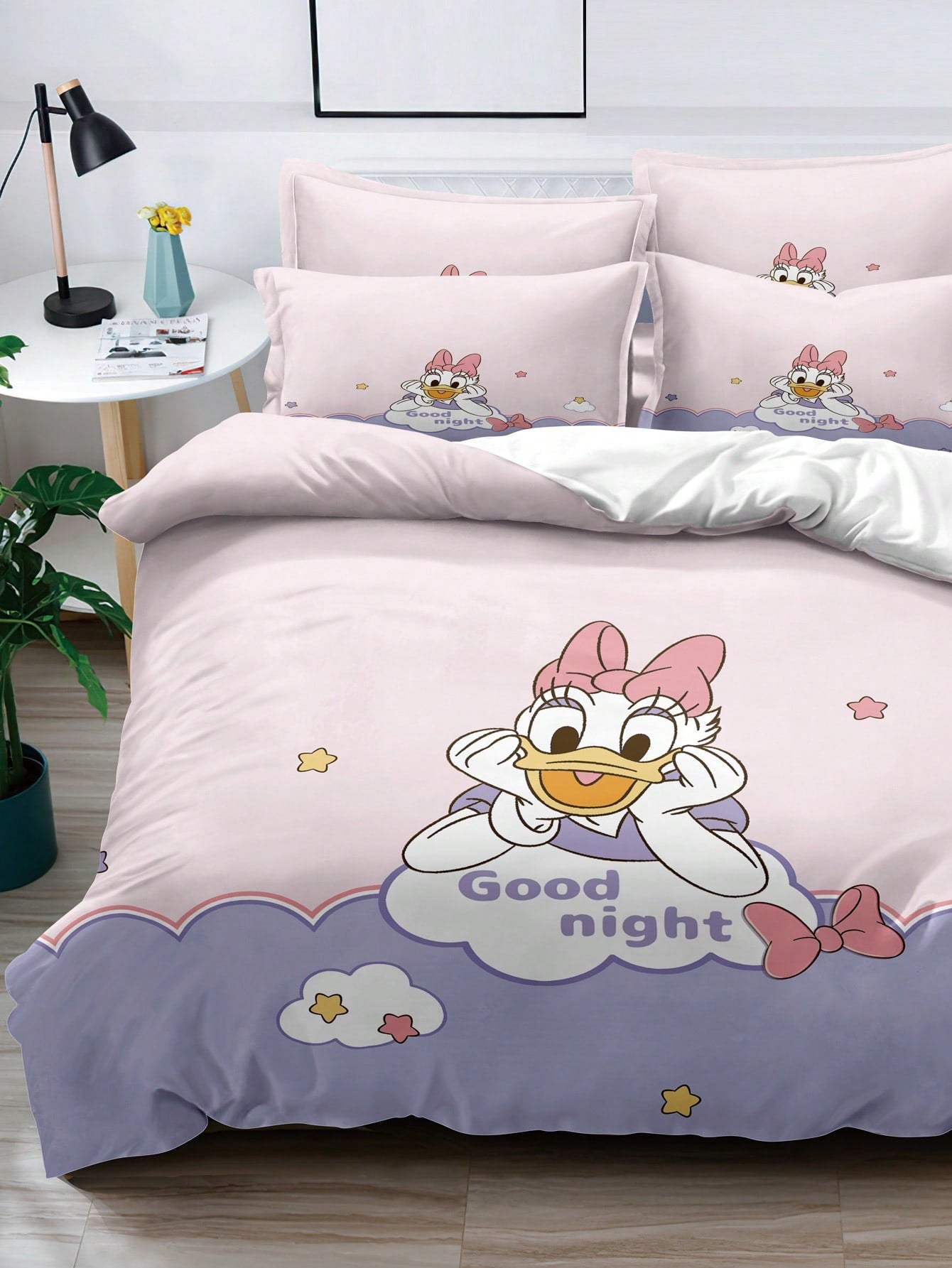 Disney 1pc Cartoon Princess Floral Pattern Digital Print Brushed Duvet Cover Set, Bedroom Comforter Cover, Bedding (No Pillow Case, No Comforter)