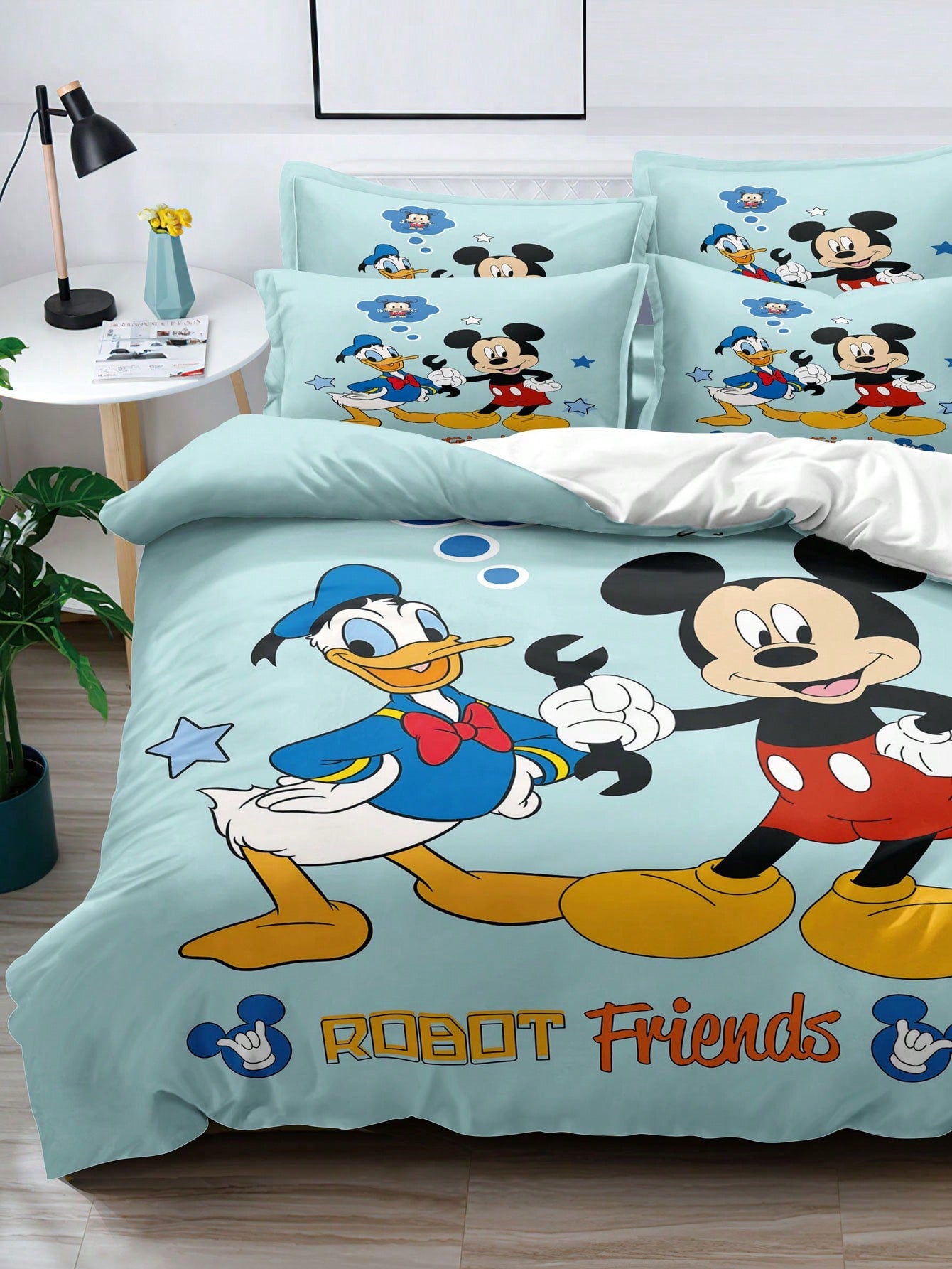 1pc Cartoon Duck & Mouse Pattern Digital Printing Brushed Quilt Cover, Bedroom Comforter Case, Bedding (No Pillow Case, No Quilt)