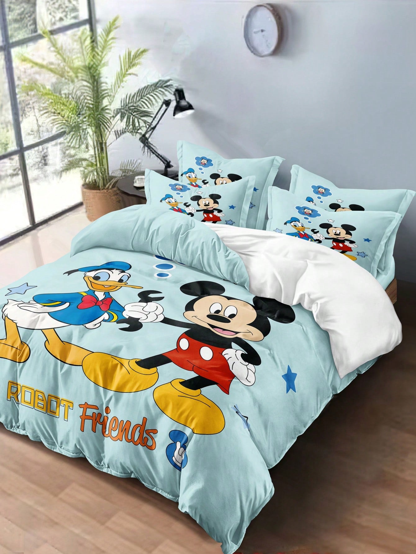 1pc Cartoon Duck & Mouse Pattern Digital Printing Brushed Quilt Cover, Bedroom Comforter Case, Bedding (No Pillow Case, No Quilt)