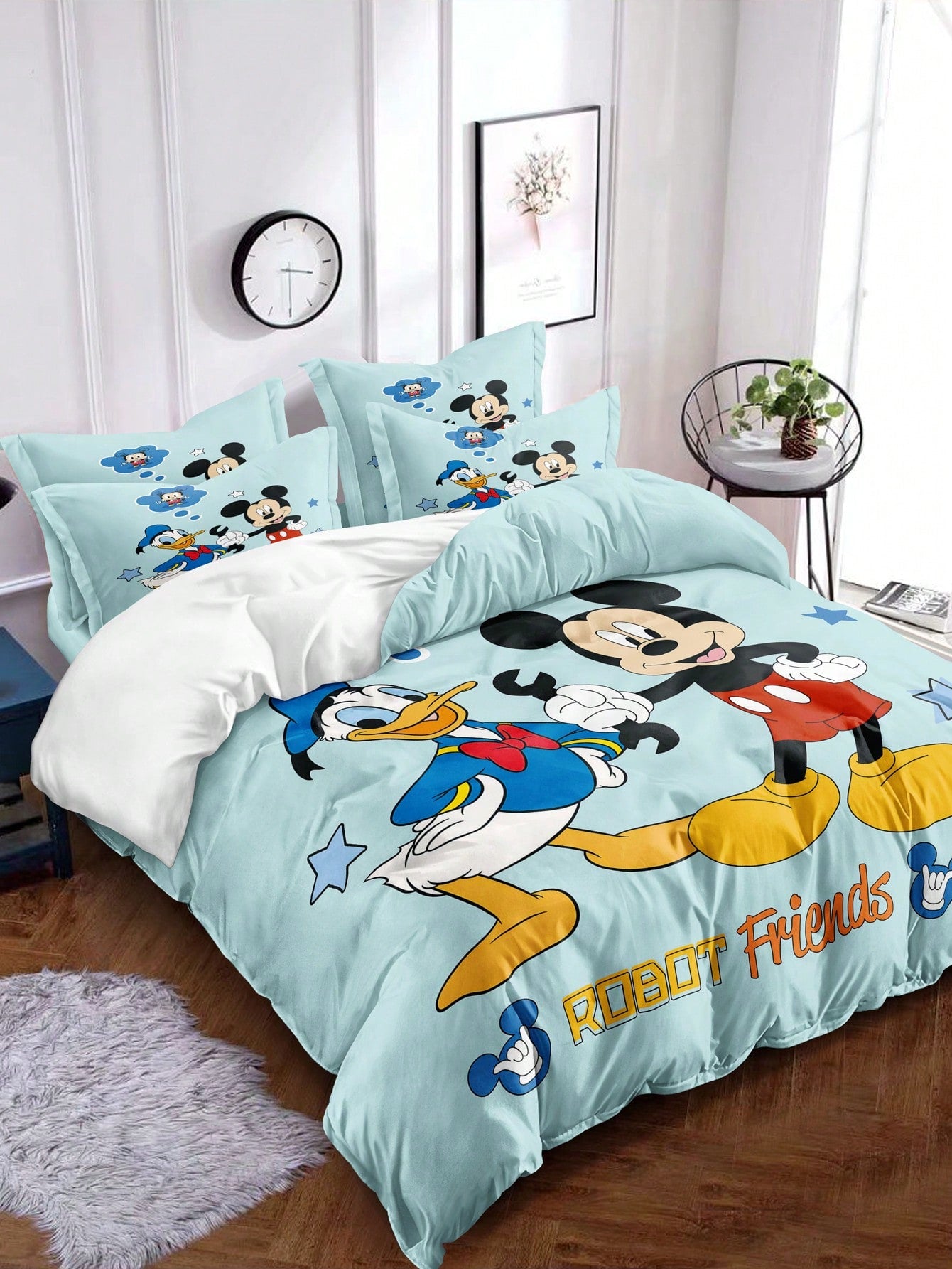 1pc Cartoon Duck & Mouse Pattern Digital Printing Brushed Quilt Cover, Bedroom Comforter Case, Bedding (No Pillow Case, No Quilt)