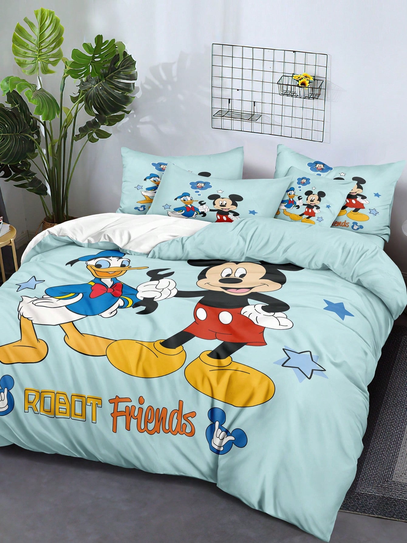 1pc Cartoon Duck & Mouse Pattern Digital Printing Brushed Quilt Cover, Bedroom Comforter Case, Bedding (No Pillow Case, No Quilt)