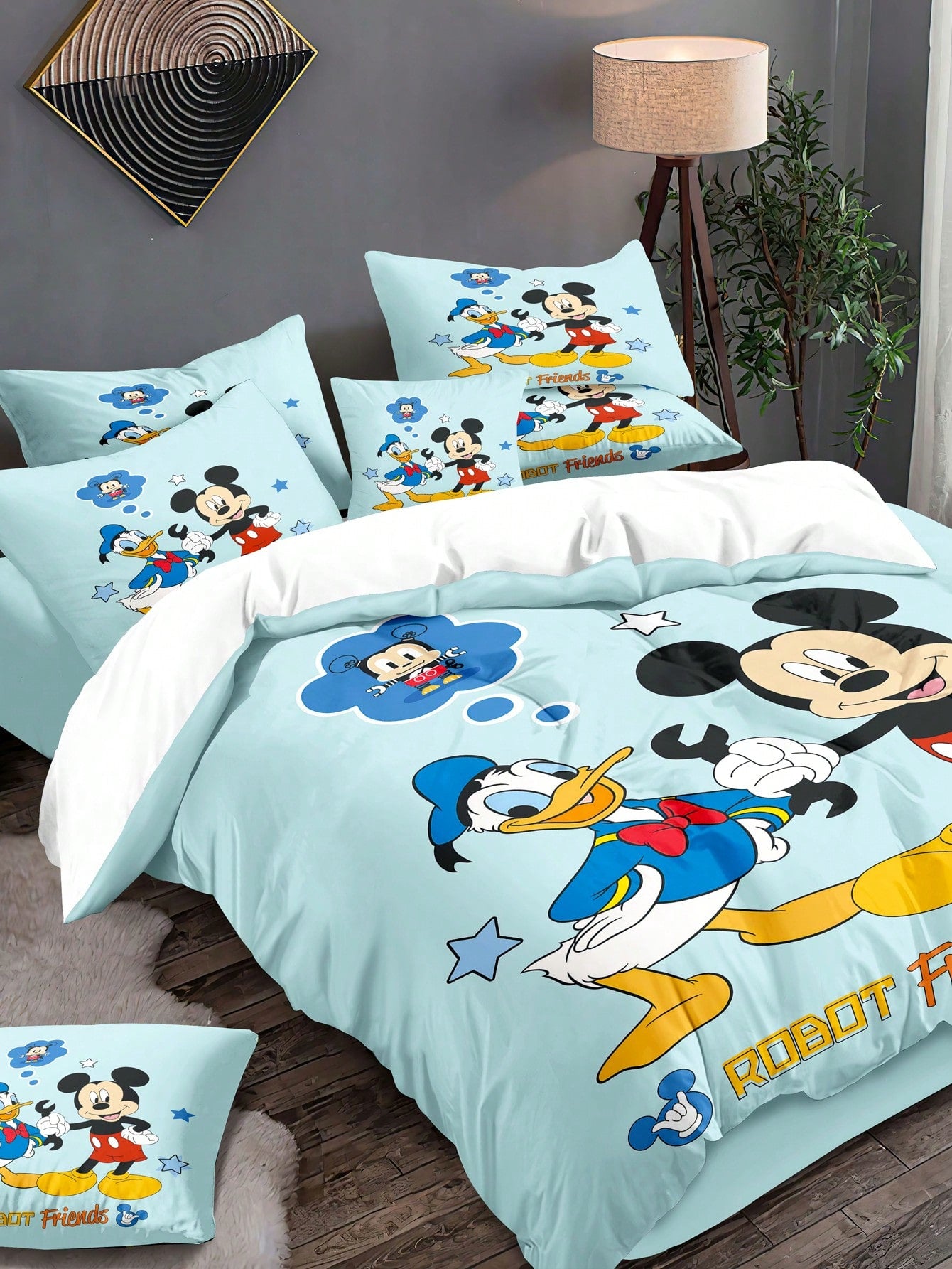 1pc Cartoon Duck & Mouse Pattern Digital Printing Brushed Quilt Cover, Bedroom Comforter Case, Bedding (No Pillow Case, No Quilt)