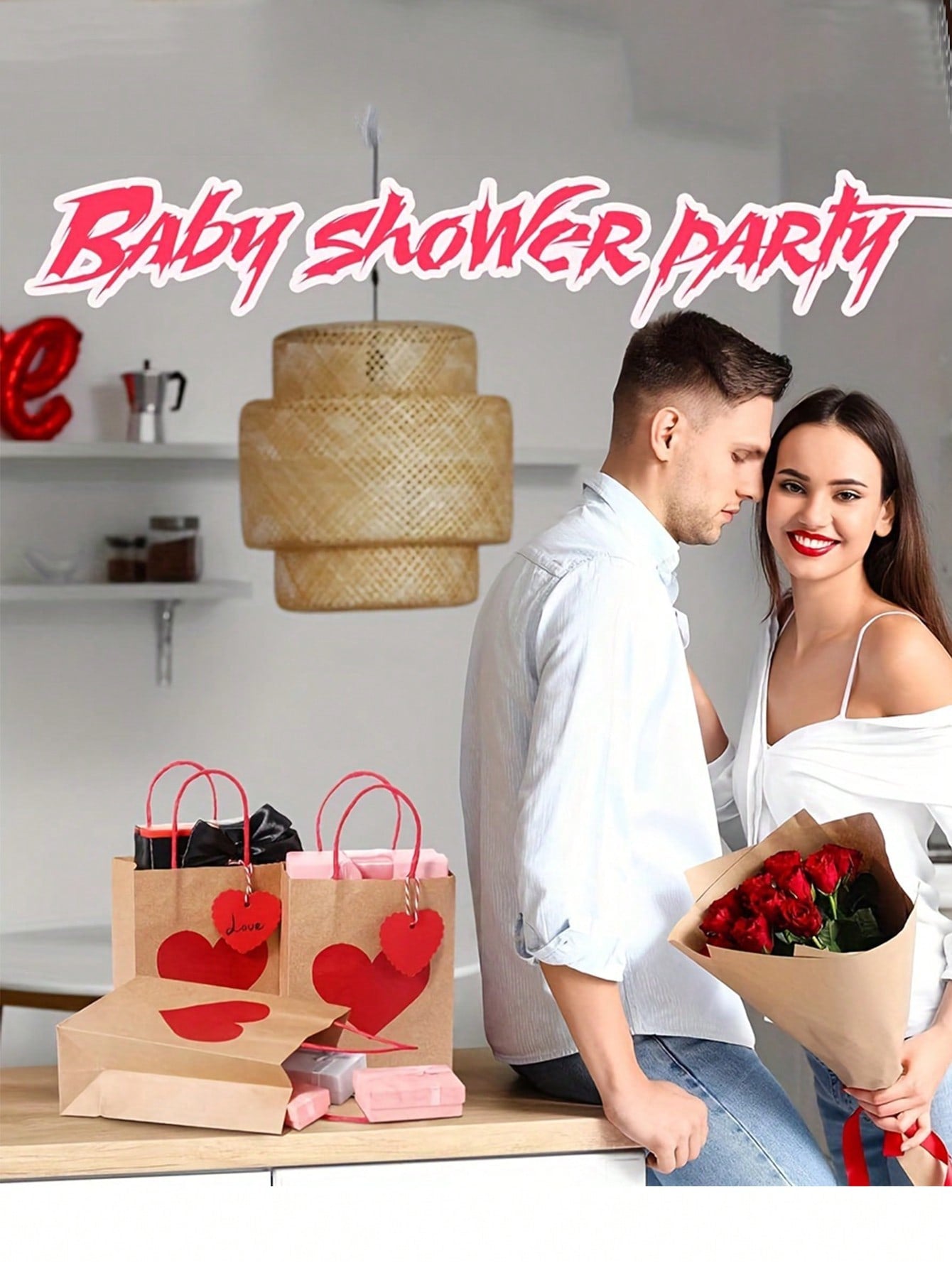 30/20/18/9pcs Kraft Paper Gift Bags With Red Heart Labels, Heart Shaped Valentine's Day Gift Bags, Red And Pink Paper Party Bags With Handles, Foldable Shopping And Party Bags, Valentine's Day Decoration Supplies, Shopping Bags, Romantic Occasion Gift Ba