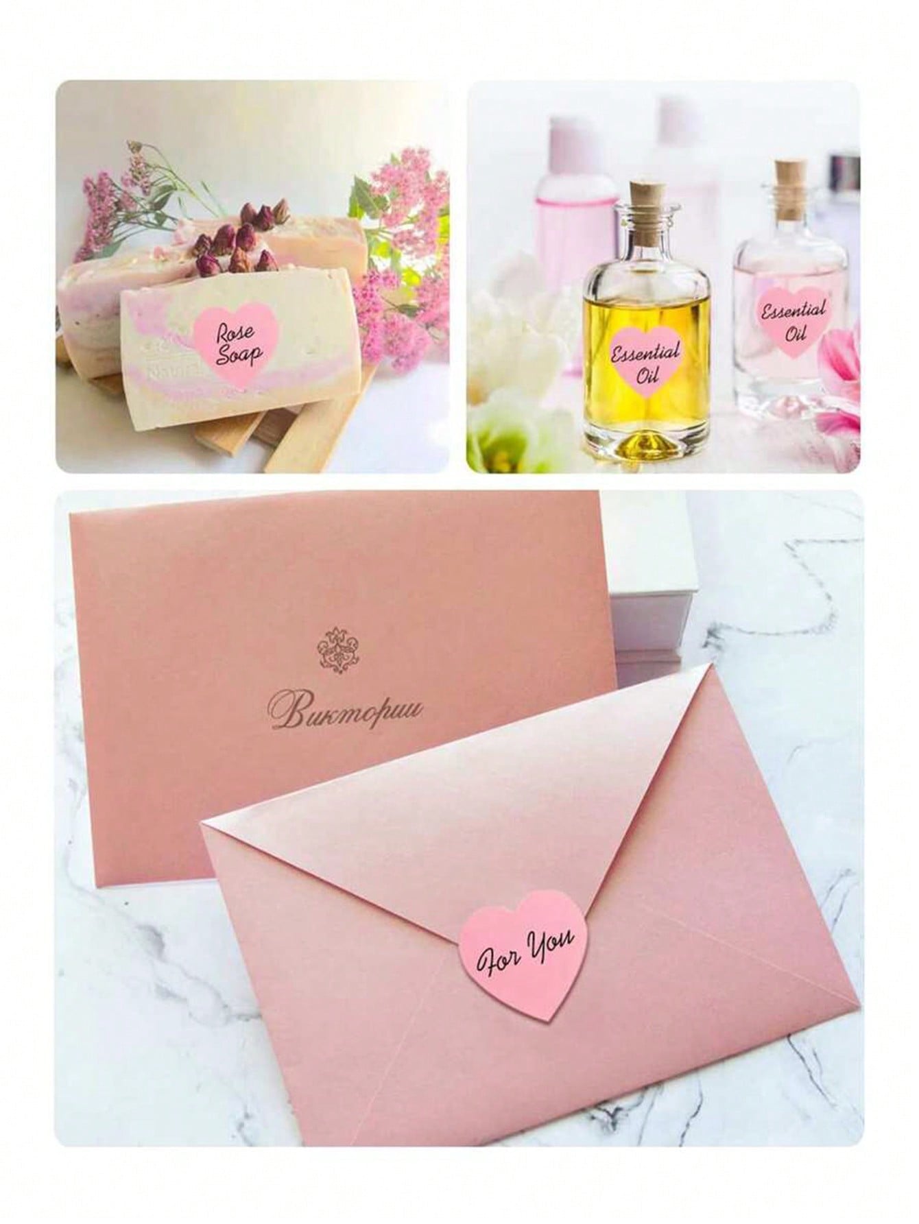 500pcs/Roll Pink Heart Shaped Label Stickers,Valentine's Day Stickers Seal Labels For Gift Packing Decorating