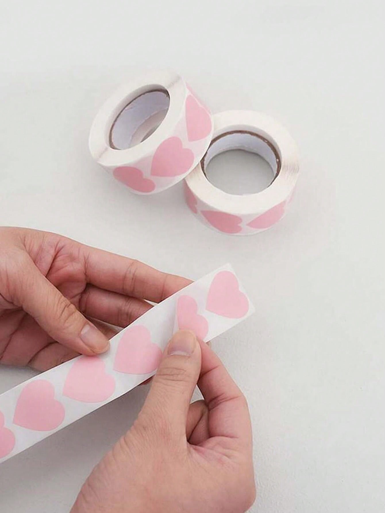 500pcs/Roll Pink Heart Shaped Label Stickers,Valentine's Day Stickers Seal Labels For Gift Packing Decorating