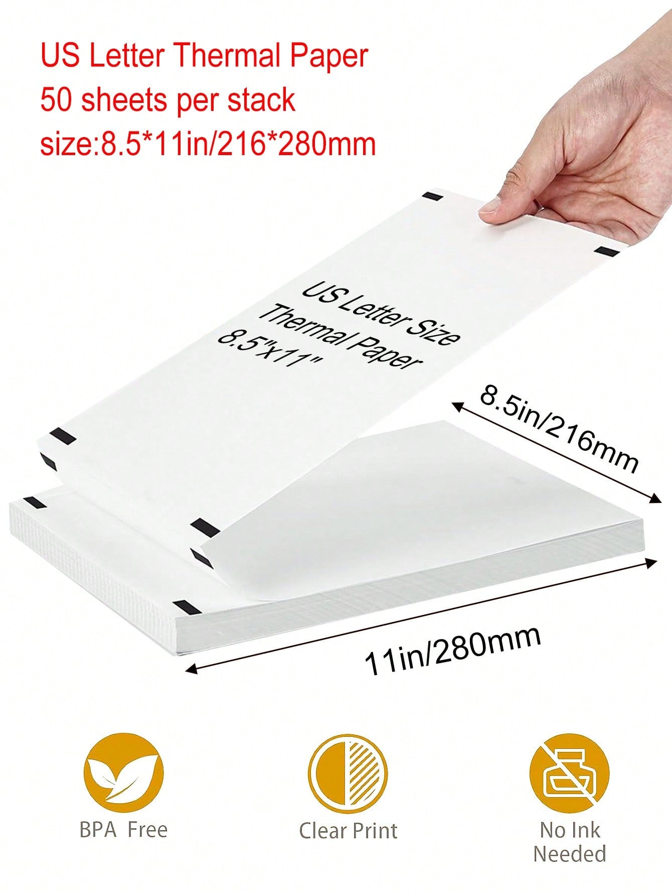 A4 Portable Printer Thermal Paper, US Letter Size Thermal Paper, 8.5'' X 11'' Thermal Folding Paper, 8.5'' X 11'' Thermal Paper A4 Thermal Printing Paper 8.5 X 11 US Letter Size Paper Multipurpose Office White Paper - 100 Sheets, A4 Thermal Paper 8.5'' X