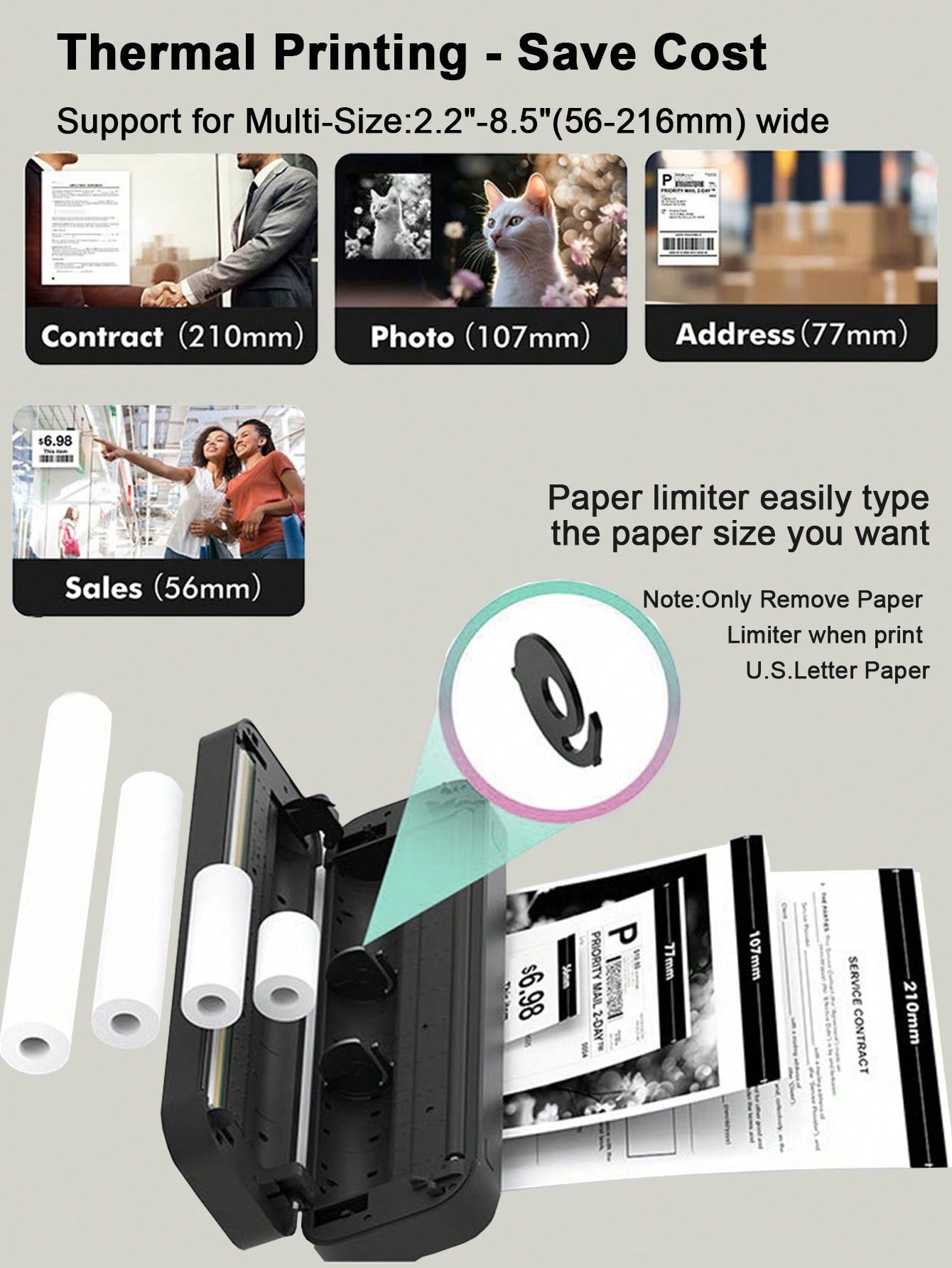 A4 Portable Printer Thermal Paper, US Letter Size Thermal Paper, 8.5'' X 11'' Thermal Folding Paper, 8.5'' X 11'' Thermal Paper A4 Thermal Printing Paper 8.5 X 11 US Letter Size Paper Multipurpose Office White Paper - 100 Sheets, A4 Thermal Paper 8.5'' X