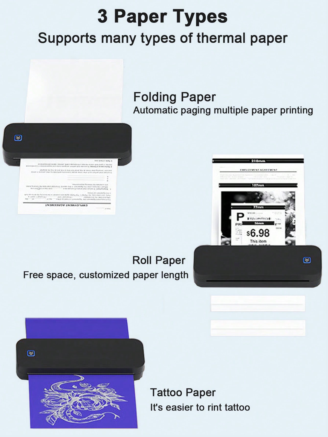 A4 Portable Printer Thermal Paper, US Letter Size Thermal Paper, 8.5'' X 11'' Thermal Folding Paper, 8.5'' X 11'' Thermal Paper A4 Thermal Printing Paper 8.5 X 11 US Letter Size Paper Multipurpose Office White Paper - 100 Sheets, A4 Thermal Paper 8.5'' X