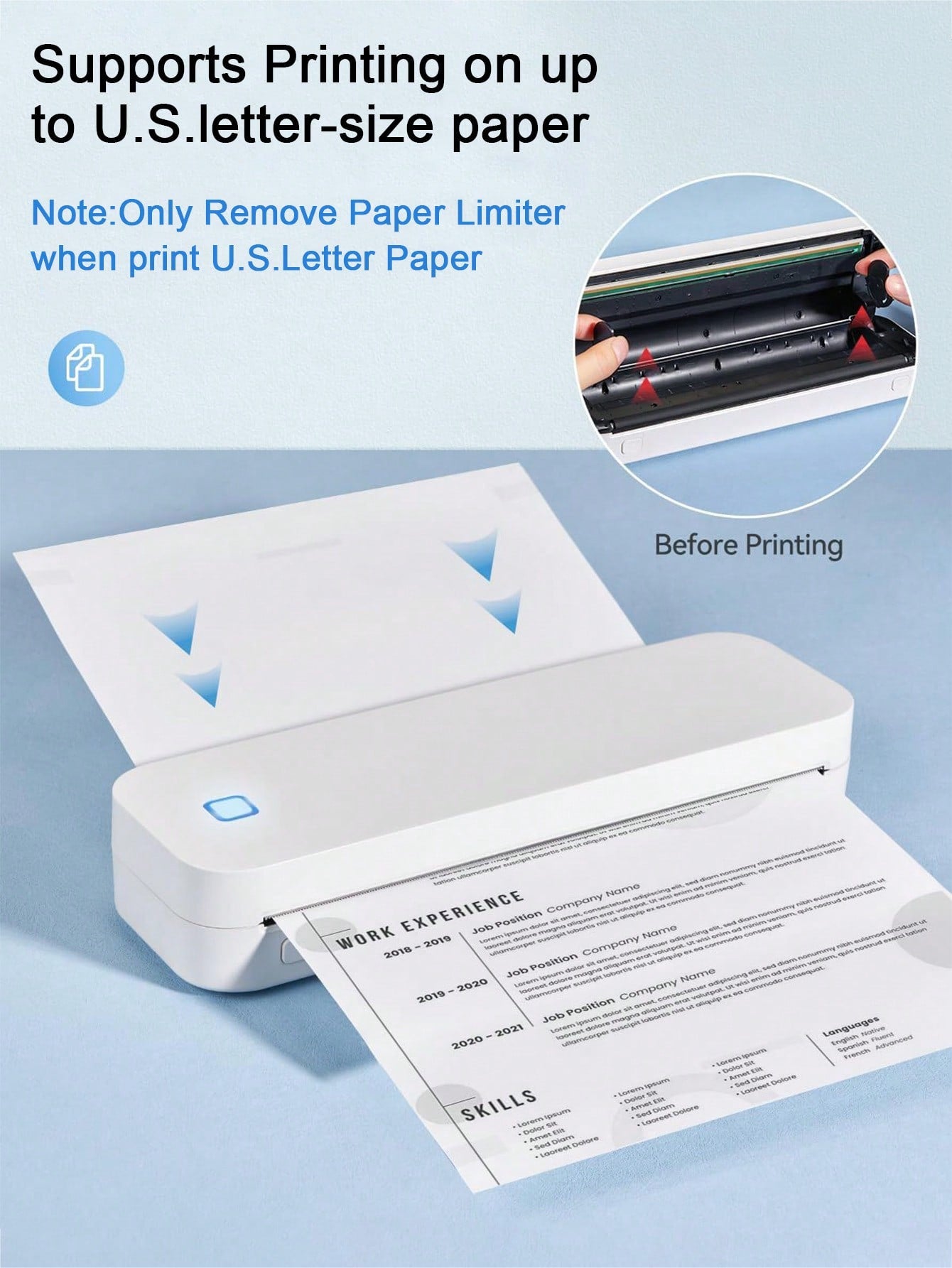 A4 Portable Printer Thermal Paper, US Letter Size Thermal Paper, 8.5'' X 11'' Thermal Folding Paper, 8.5'' X 11'' Thermal Paper A4 Thermal Printing Paper 8.5 X 11 US Letter Size Paper Multipurpose Office White Paper - 100 Sheets, A4 Thermal Paper 8.5'' X