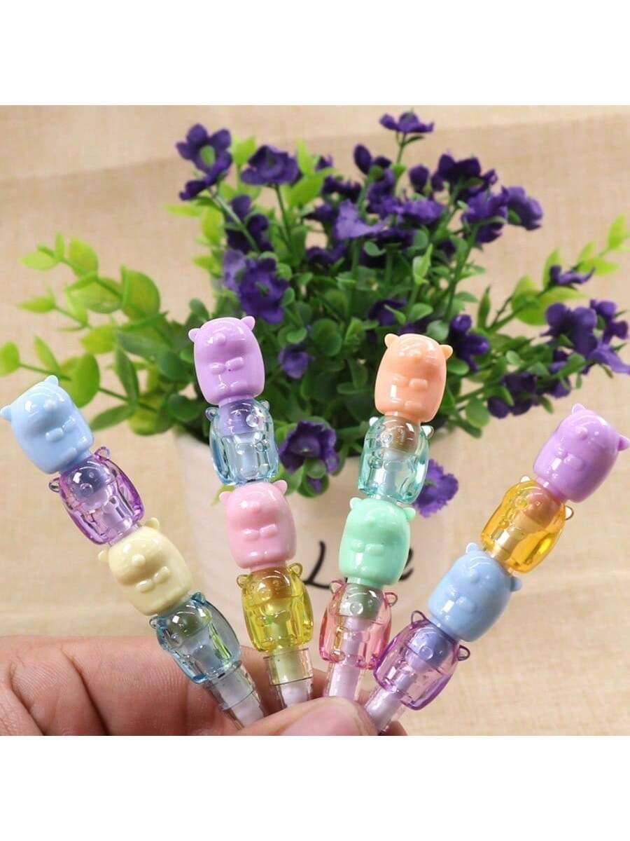 6pcs/3setsCute Bear Non Sharpening Mechanical Pencil Student Writing Pen School Office Supplies Pencil Stationery Gifts