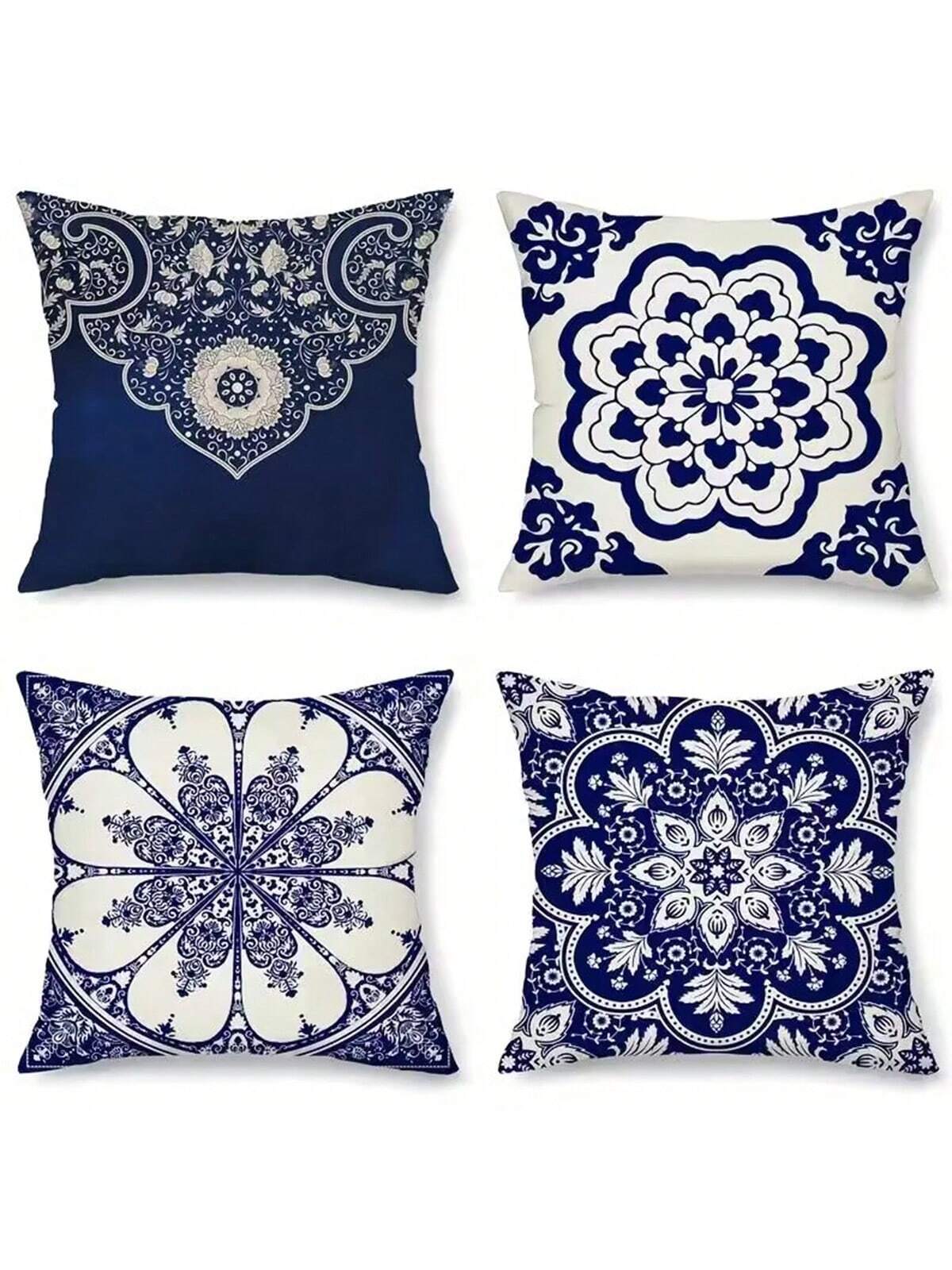 4pcs Mandala Pattern Cushion Cover, Ancient Style Single-Sided Printing Coral Fleece Cushion Covers For Sofa, Bedroom, Living Room, Chair, Car Seat, Suitable For Spring, Summer, Autumn And Winter