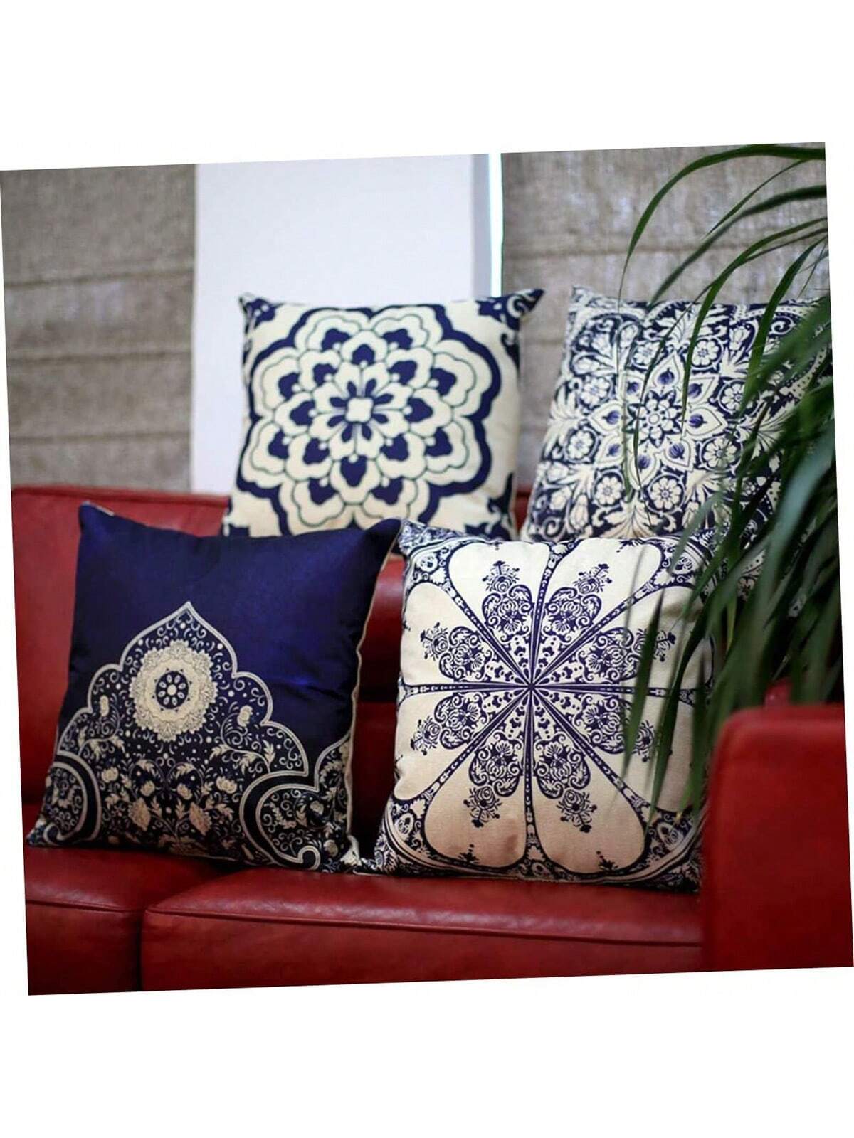 4pcs Mandala Pattern Cushion Cover, Ancient Style Single-Sided Printing Coral Fleece Cushion Covers For Sofa, Bedroom, Living Room, Chair, Car Seat, Suitable For Spring, Summer, Autumn And Winter