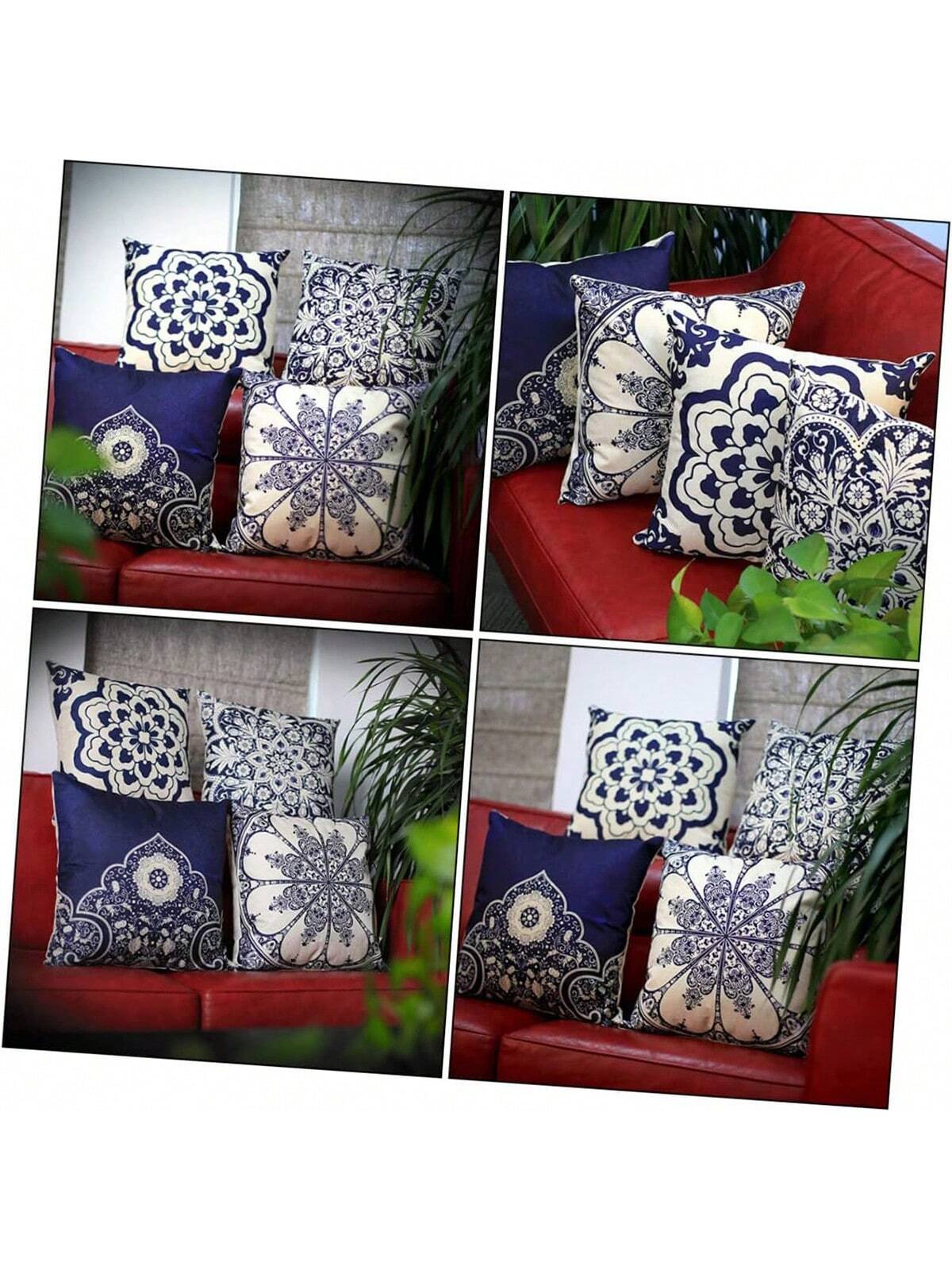 4pcs Mandala Pattern Cushion Cover, Ancient Style Single-Sided Printing Coral Fleece Cushion Covers For Sofa, Bedroom, Living Room, Chair, Car Seat, Suitable For Spring, Summer, Autumn And Winter