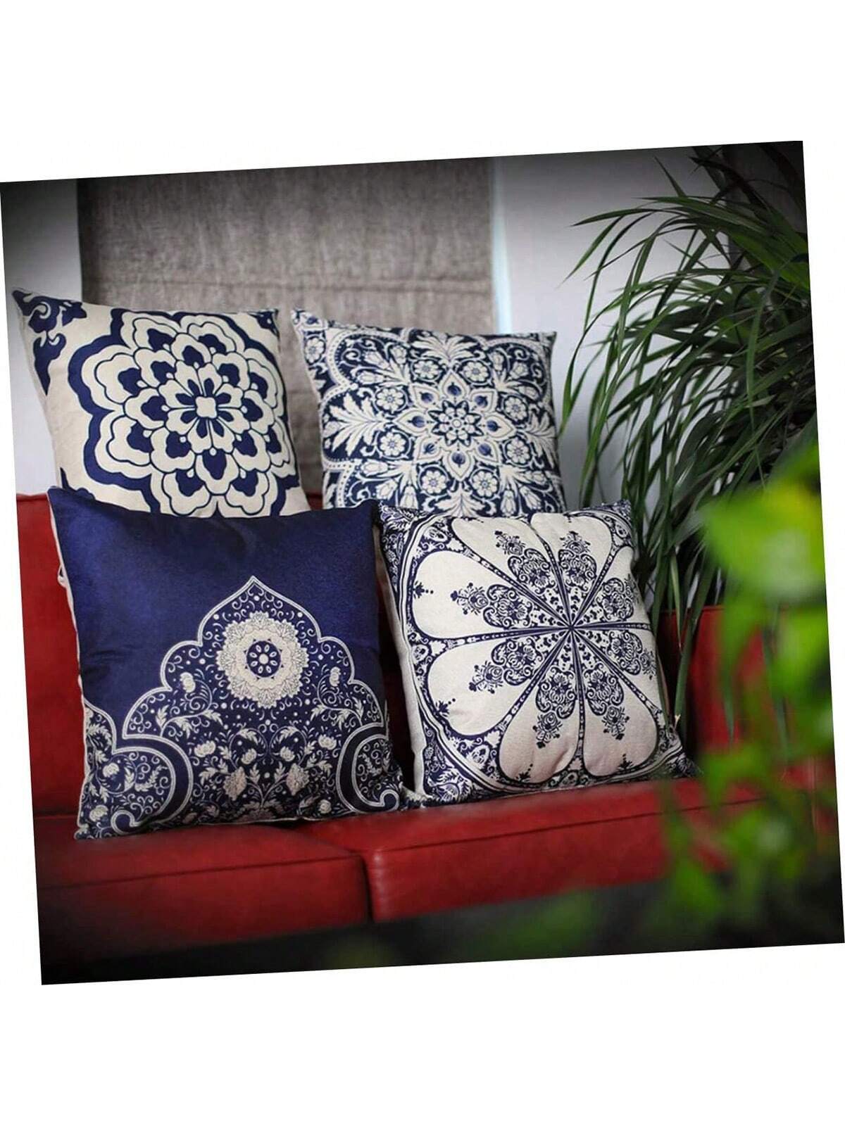 4pcs Mandala Pattern Cushion Cover, Ancient Style Single-Sided Printing Coral Fleece Cushion Covers For Sofa, Bedroom, Living Room, Chair, Car Seat, Suitable For Spring, Summer, Autumn And Winter