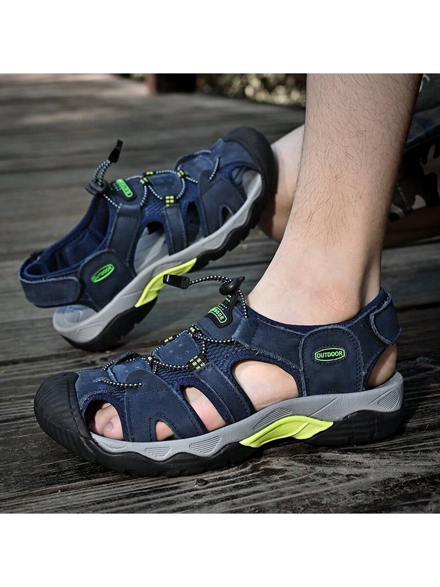 Men's Outdoor Sandals Summer Hiking Non-Slip Soft Bottom Waterproof Closed Toe Casual Shoes, Middle-Aged Sports Beach Shoes