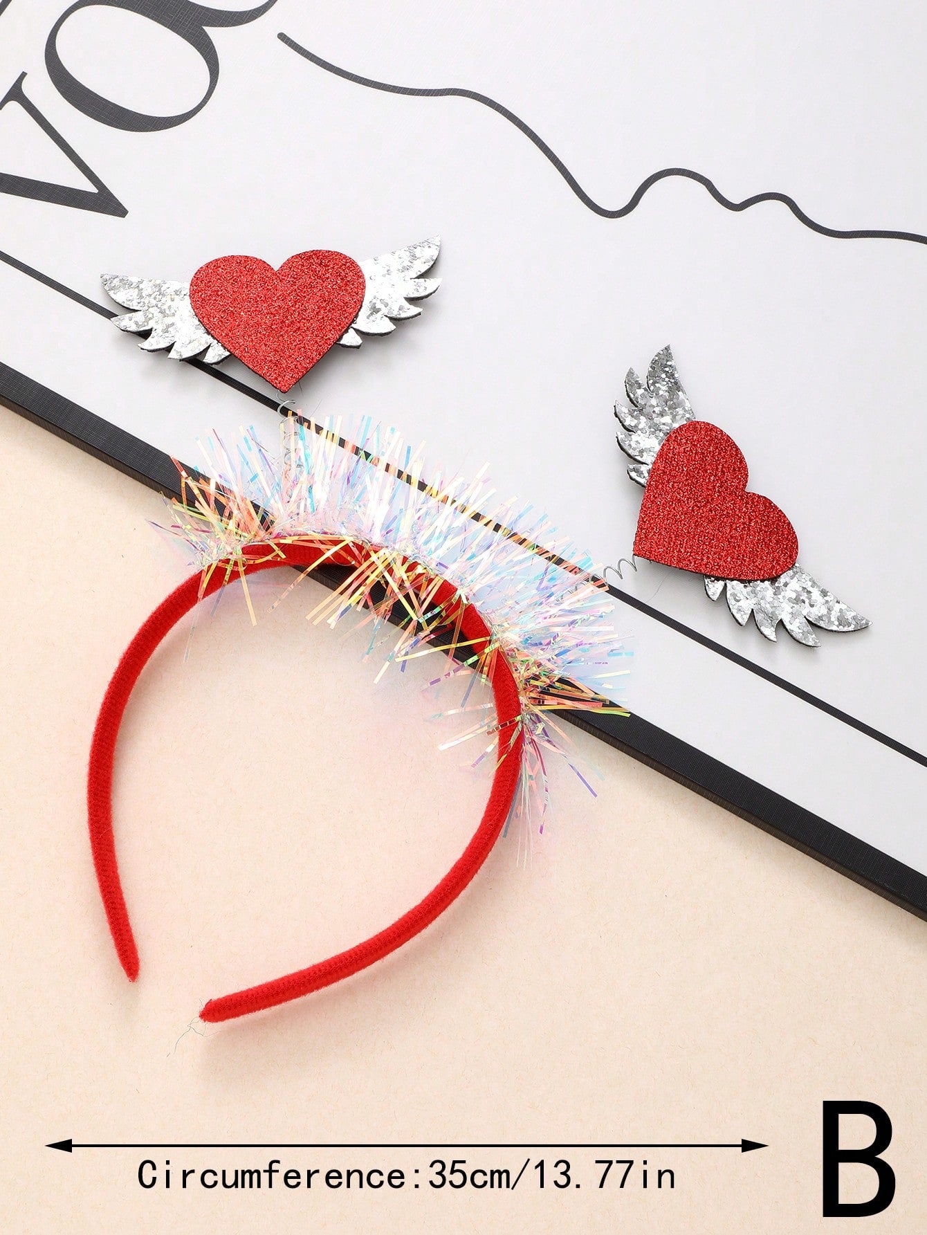 1pc Valentine's Day Headband With Heart Shaped Wings, Romantic Cosplay Hair Accessory For Valentine's Day Party, Elegant & Cute ABS Plastic Headband For All Seasons