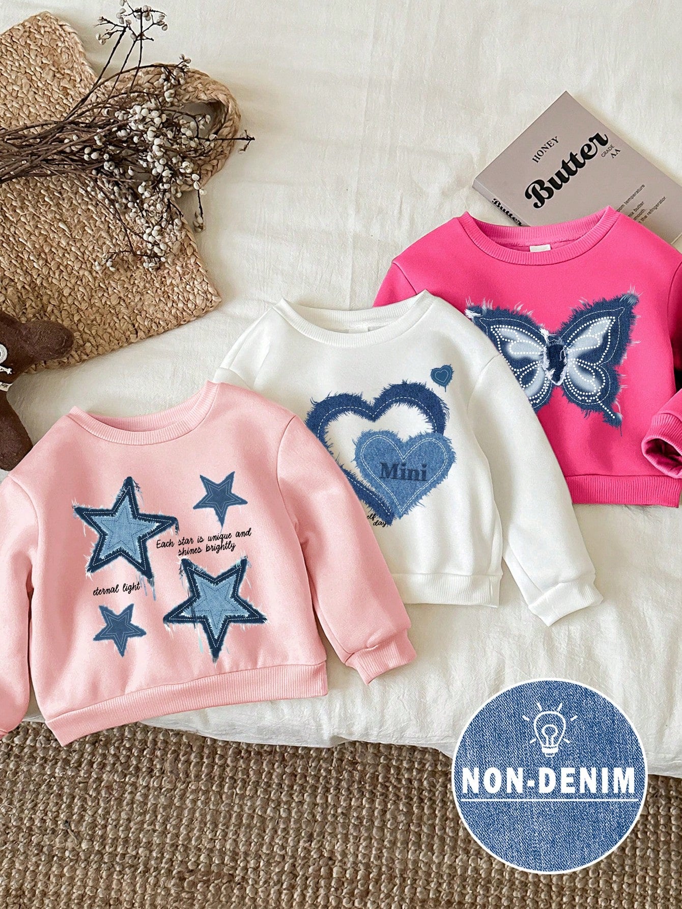 3pcs/Set Baby Girl Casual Chic Cute Cartoon Leopard & Heart Print White, Beige, Camel Thickened Thermal Lined Crew Neck Pullover Sweatshirts, Suitable For Autumn & Winter