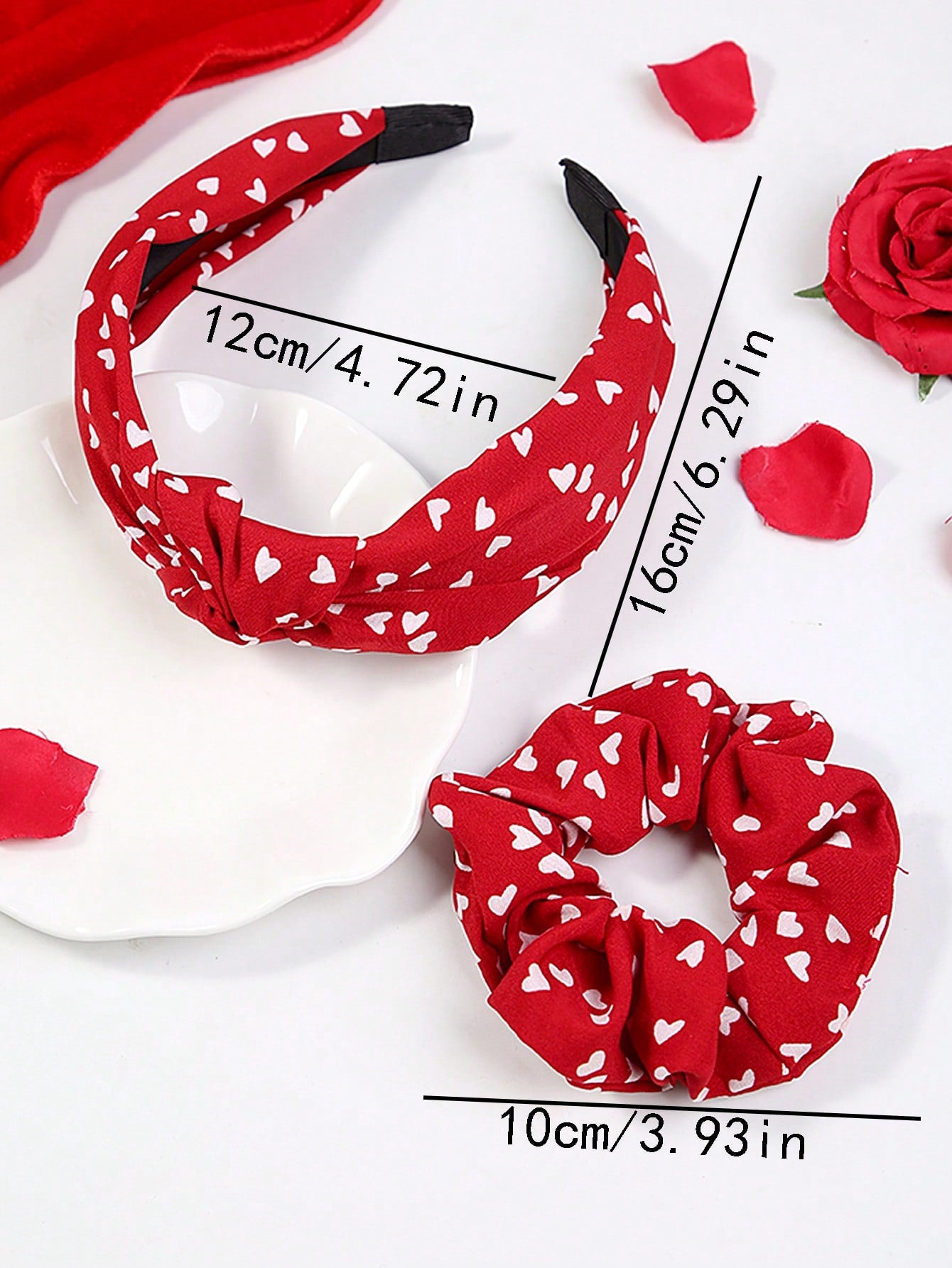 1pc Headband   1pc Hair Scrunchie/SET Valentine's Day Hair Accessory Gift Set, Suitable For Daily, Vacation, Party, Gift For Mom, Friend