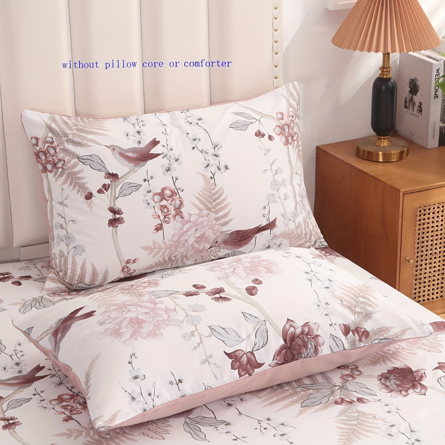 3pcs Cotton Duvet Cover Set (1*Duvet Cover + 2*Pillowcase, Without Core), Floral Bird Print Bedding Set, Soft Comfortable And Breathable Duvet Cover, For Bedroom, Guest Room