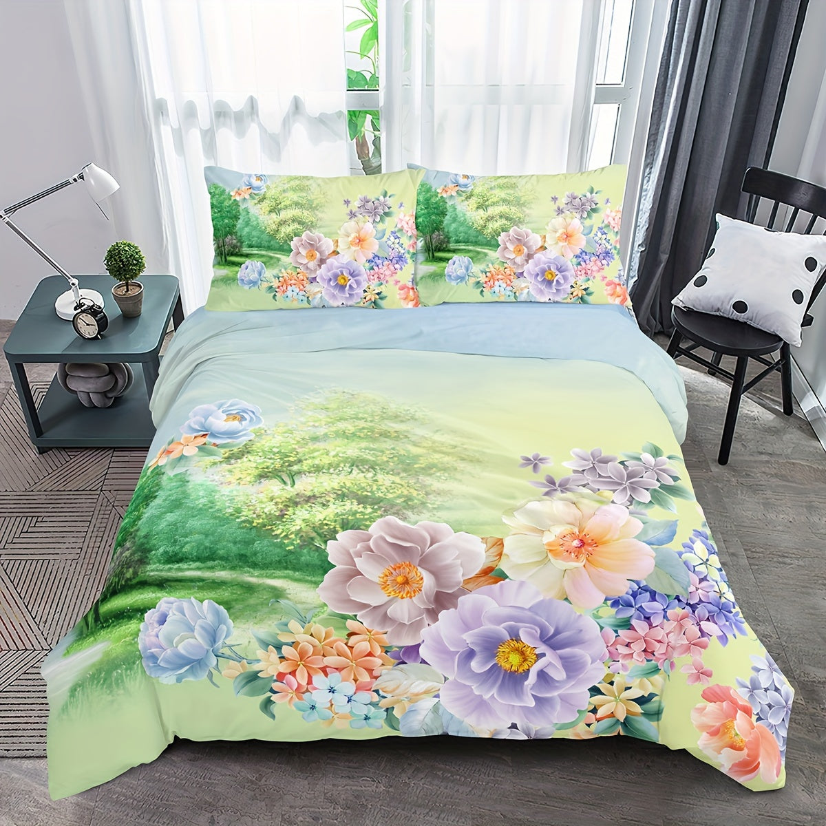 2/3pcs Luxury Digital Printed Duvet Cover Set, Elegant Floral Bedding Set, Soft Comfortable Duvet Cover, For Bedroom, Guest Room (1*Duvet Cover   1/2*Pillowcase, Without Core)