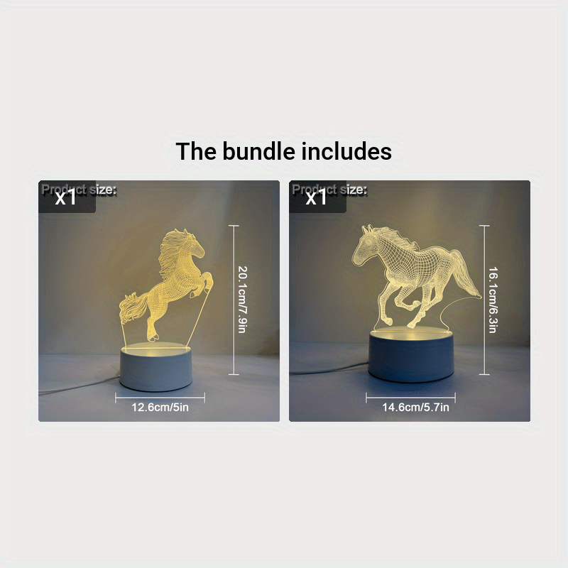 3D Vision Horse Night Light - USB Lamp with Monochrome Warm Glow, Plug-in Base, and Adjustable Brightness - Perfect Birthday Gift for Friends and Family, Suitable for Bedroom, Living Room, and Study