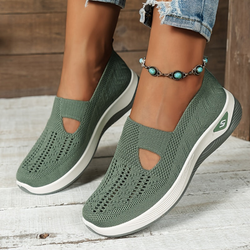 Women's Breathable Mesh Slip-on Sneakers - Casual Lightweight Walking Shoes with Rubber Sole, Fabric Insole, and No Embellishment - All-Season Comfort Vintage Style from Taizhou - Hand Washable