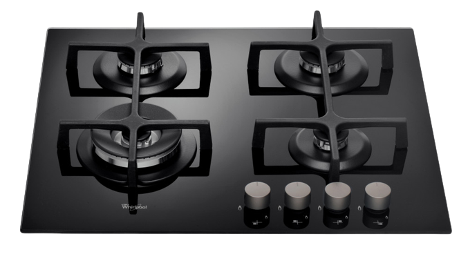 Whirlpool Hob 60CM Gas on Glass 4 Burners