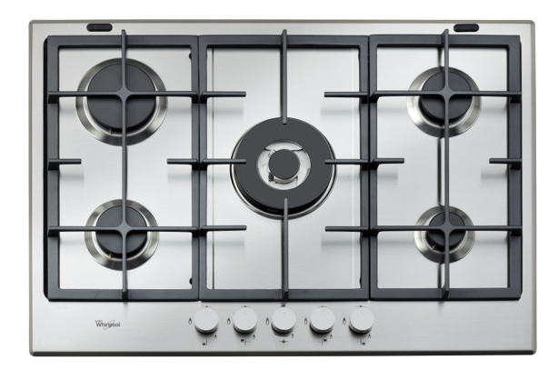 Whirlpool Hob 75cm 4 Burners plus 1 Wok