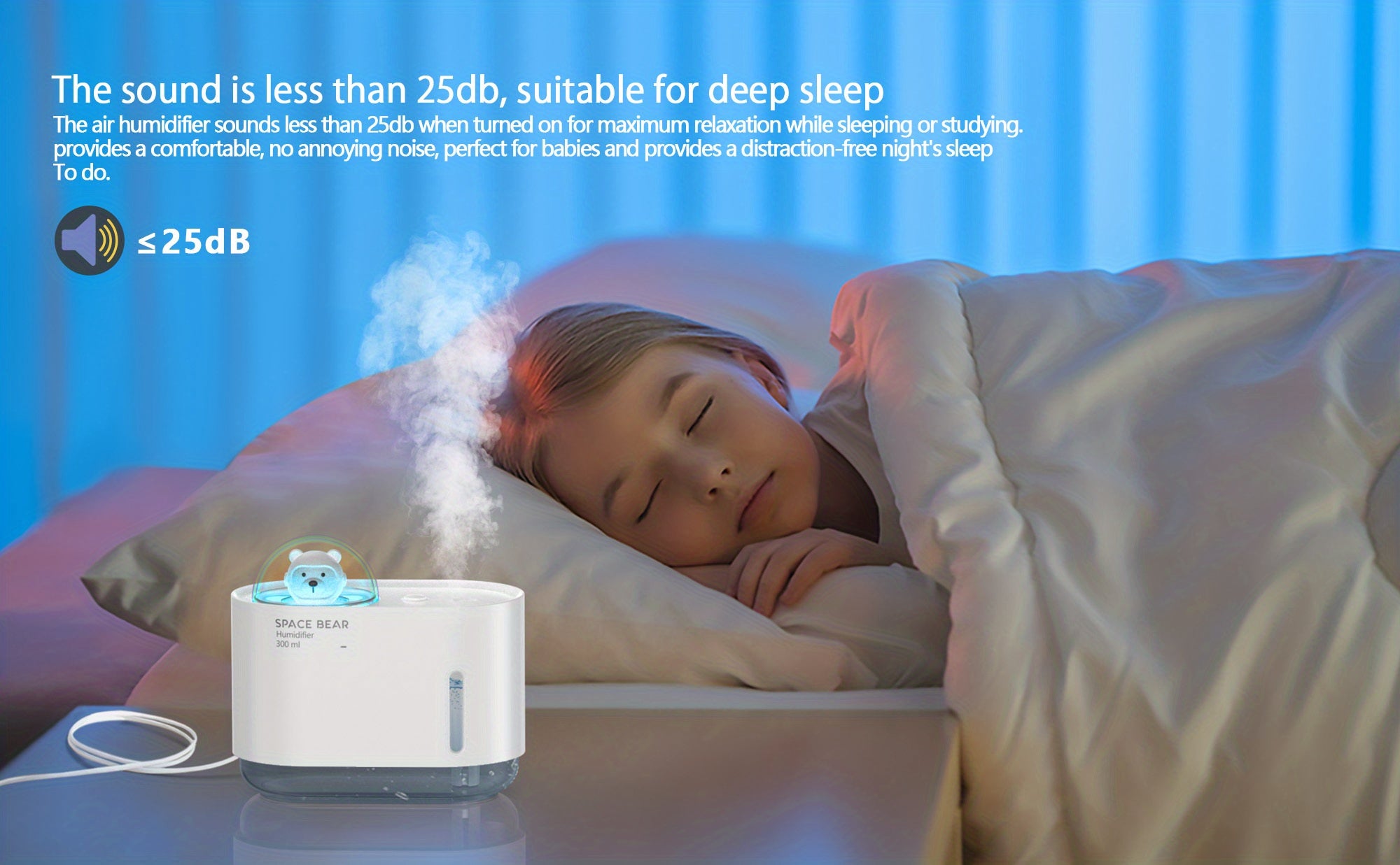 JAYFAN Ultrasonic Cool Mist Humidifier with Night Light - Portable and Colorful for Bedroom and Office - 2 Mist Modes and Quiet Operation