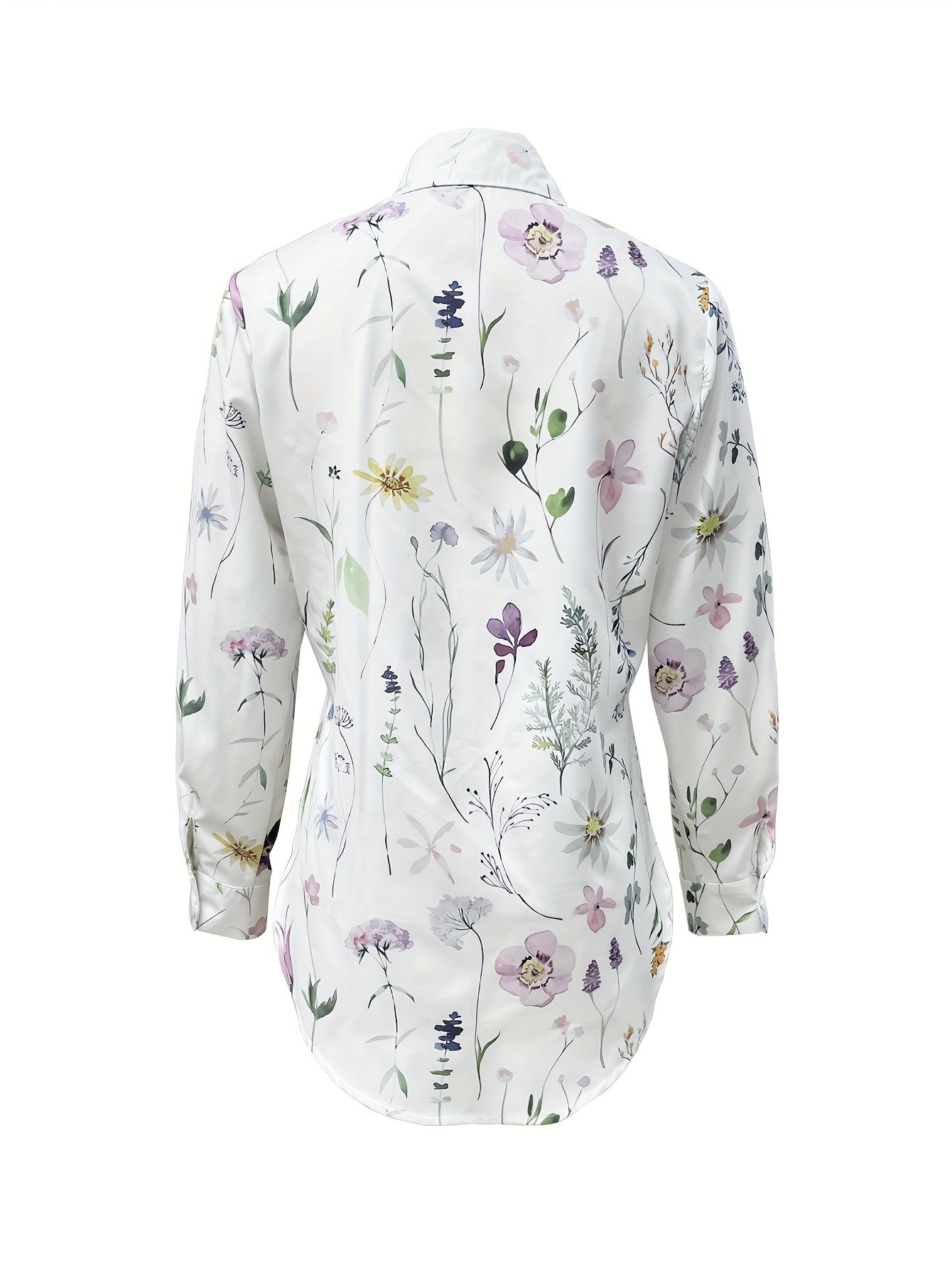 Casual Polyester Blouse With Button Front, Random Print, All-Season, Semi-Transparent, No Stretch, Elegant Design For Women