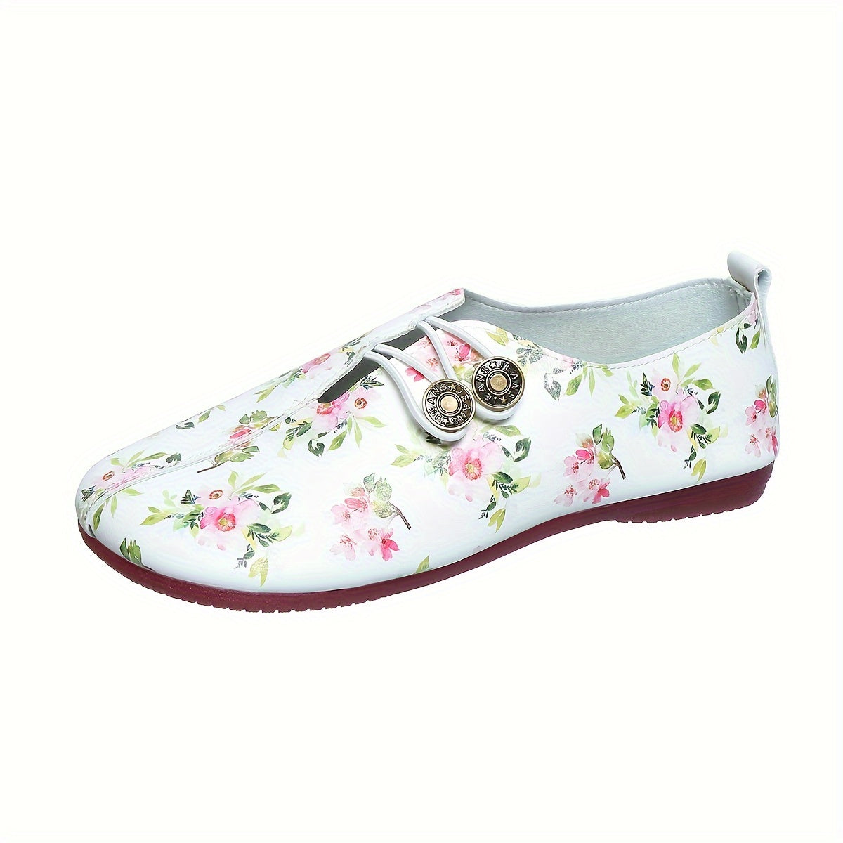 Ladies Fashionable Floral Print Flat Shoes - Casual Slip-Ons with Rubber Sole And Fabric Lining