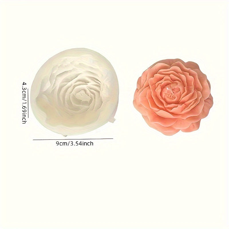 1pc Large Peony Flower Silicone Mold, Rose Silicone Candle Making Mold, Handmade Aromatherapy Candle, Resin Casting Mold, Art Crafts & Jewelry Casting Supplies, Floral Shape, DIY Bead & Jewelry Making