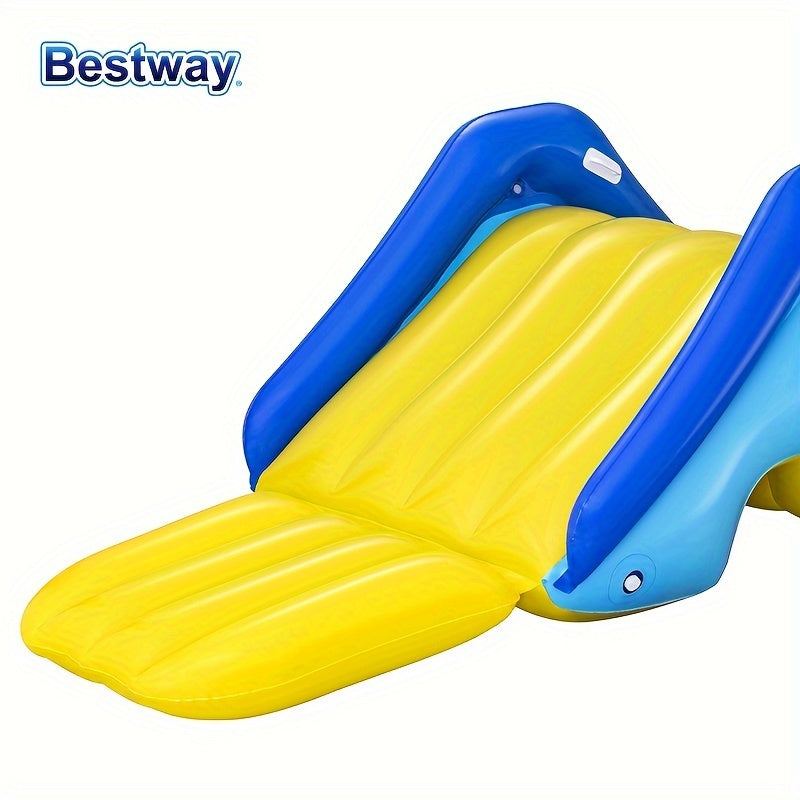 1pc Bestway Inflatable Pool Water Slide - Durable PVC, Yellow, 2.47m x 1.24m x 1.00m, Built-in Sprinkler, No Electricity Required, for Outdoor Leisure / Poolside Fun, Youngsters and Adults