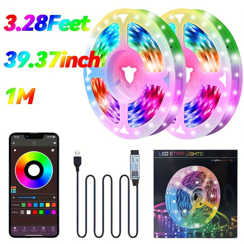 Deluxe Gift Box 99.97cm-30.48meter 5050 LED Strip Lights with Music Sync, Remote & App Control, Timer, Adjustable Brightness - Perfect for Bedrooms, Living Rooms, Game Rooms & Dance Studios